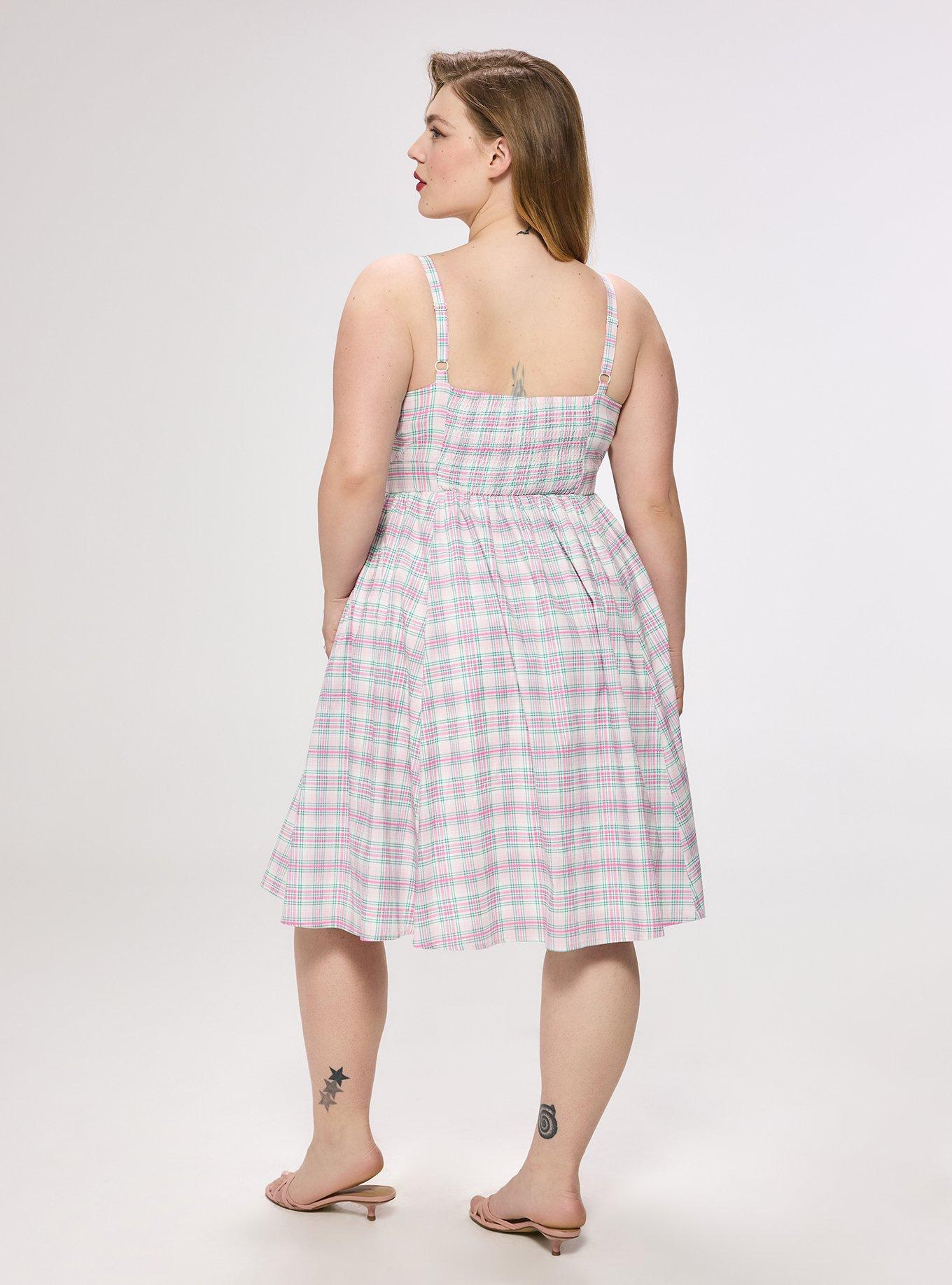 Retro Chic Tie-Front Mini Dress, TO GO PLAID WHITE, alternate