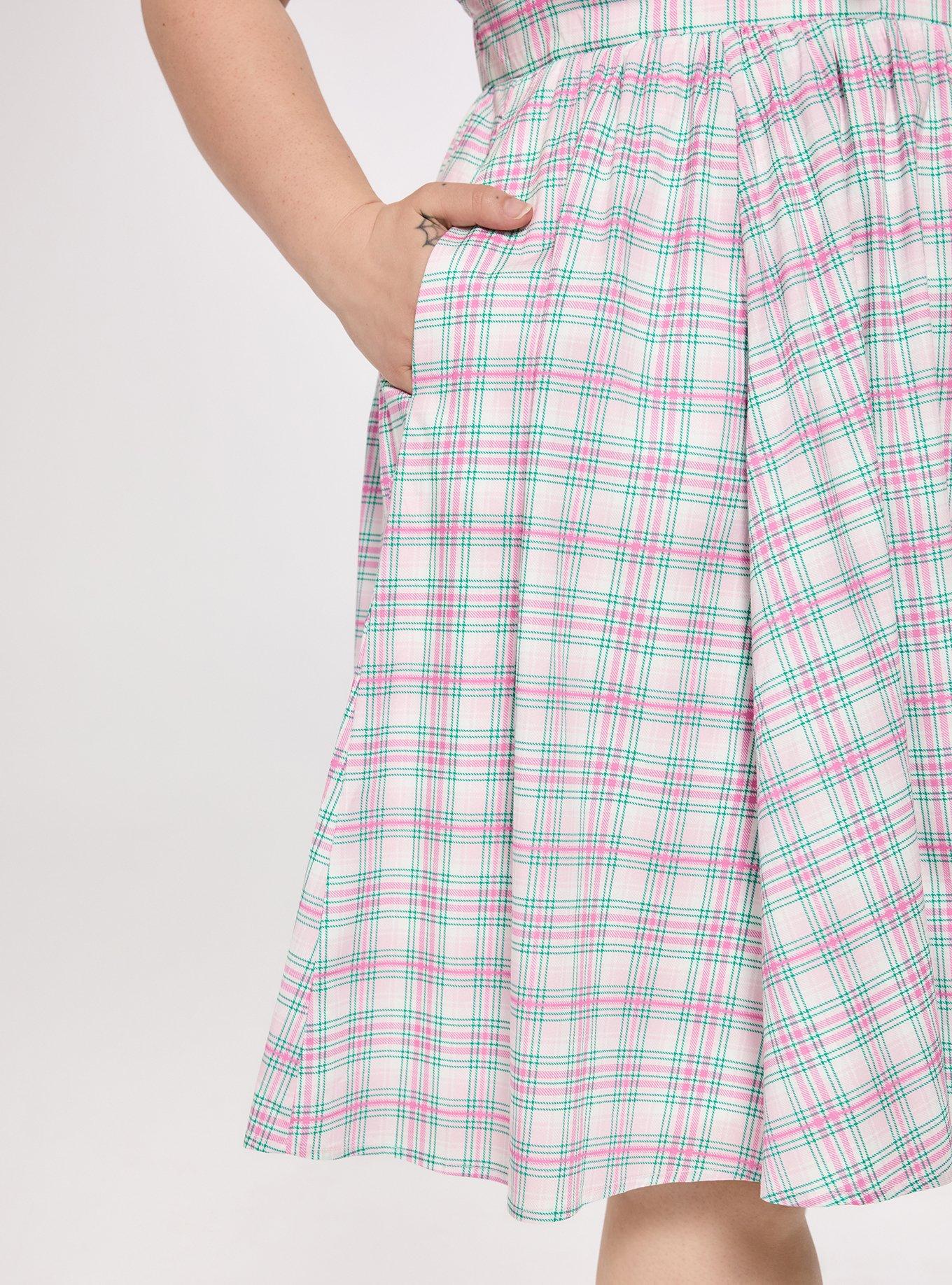 Retro Chic Tie-Front Mini Dress, TO GO PLAID WHITE, alternate