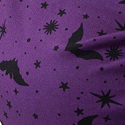 Retro Chic Tie-Front Skater Mini Dress, MOON BATS PURPLE, swatch