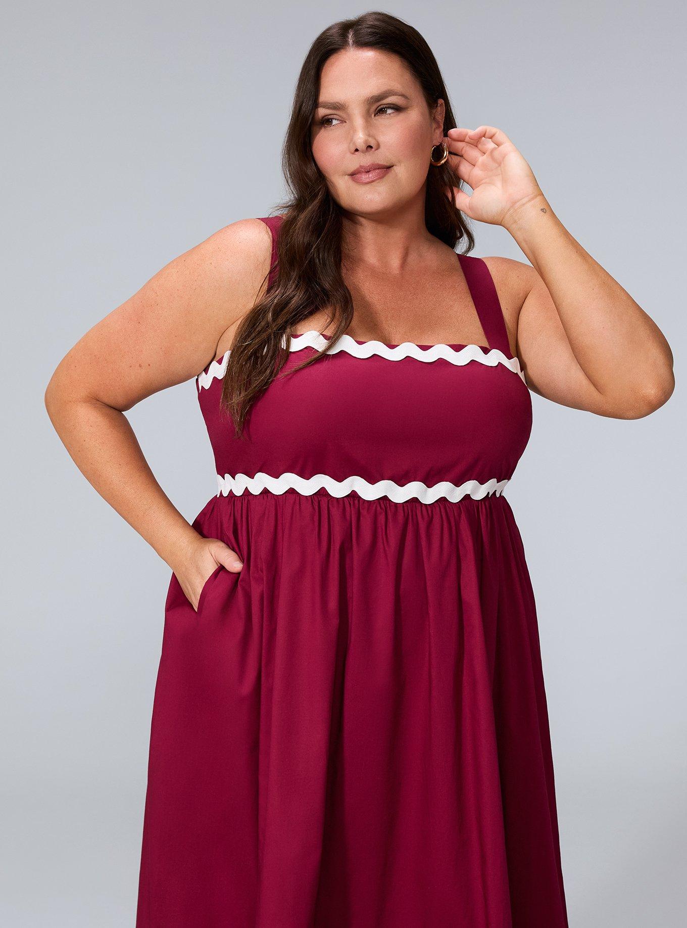 Belle Isle Hi-Low Babydoll Dress, BEET RED, alternate
