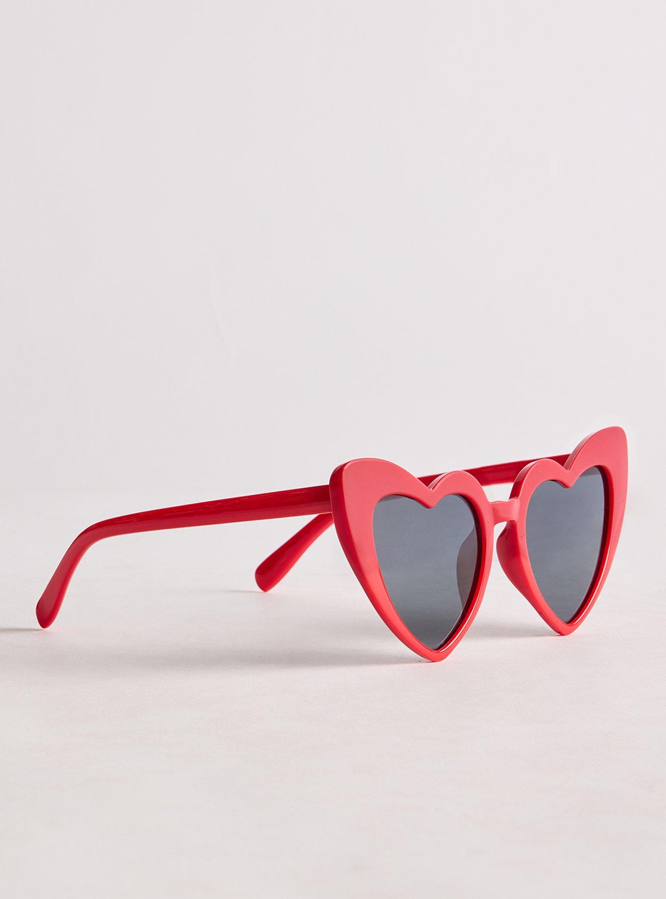 Rainbow Heart Reflective Sunglasses, RED, alternate