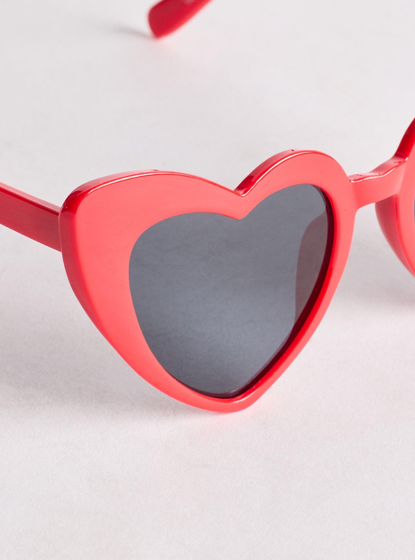 Rainbow Heart Reflective Sunglasses, RED, alternate