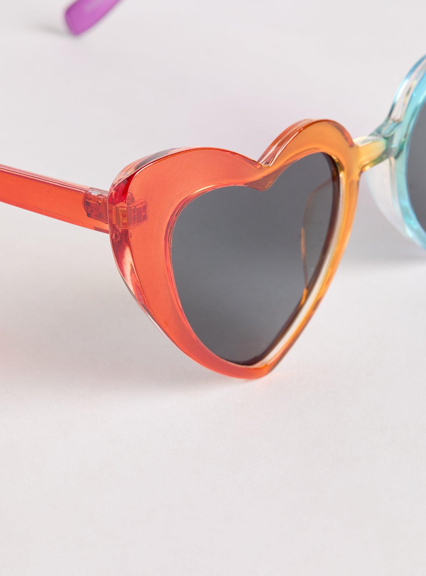 Rainbow Heart Reflective Sunglasses, MULTI, alternate