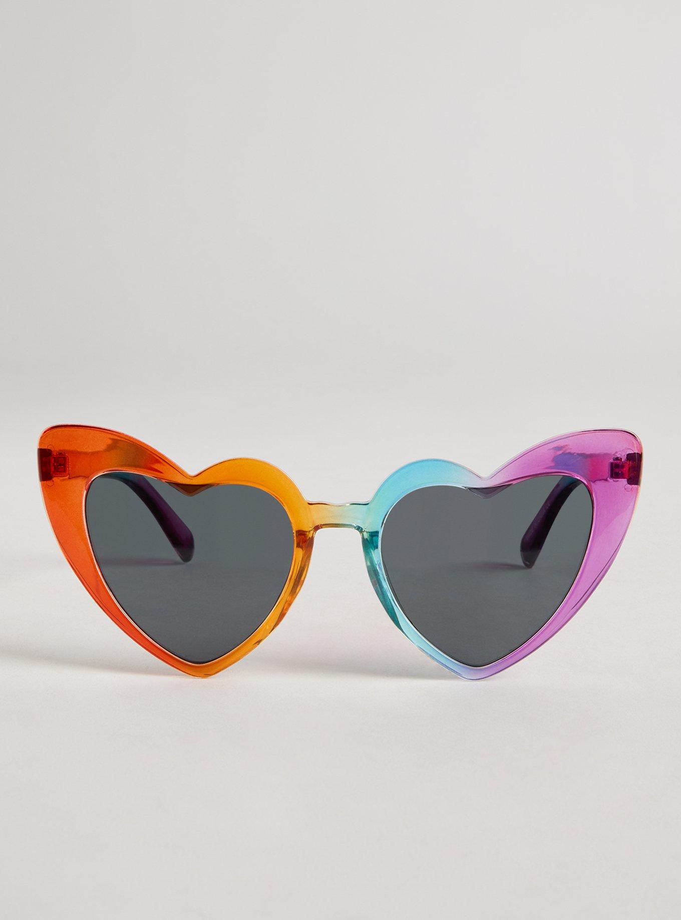 Rainbow Heart Reflective Sunglasses, MULTI, hi-res