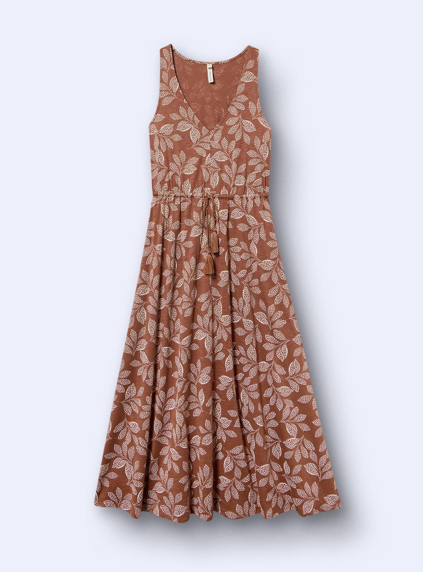 Belle Isle Cinched Waist Maxi Dress, COUNTRY LEAVES BROWN, flat