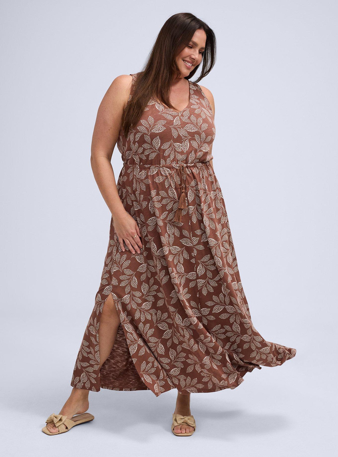 Belle Isle Cinched Waist Maxi Dress, COUNTRY LEAVES BROWN, hi-res