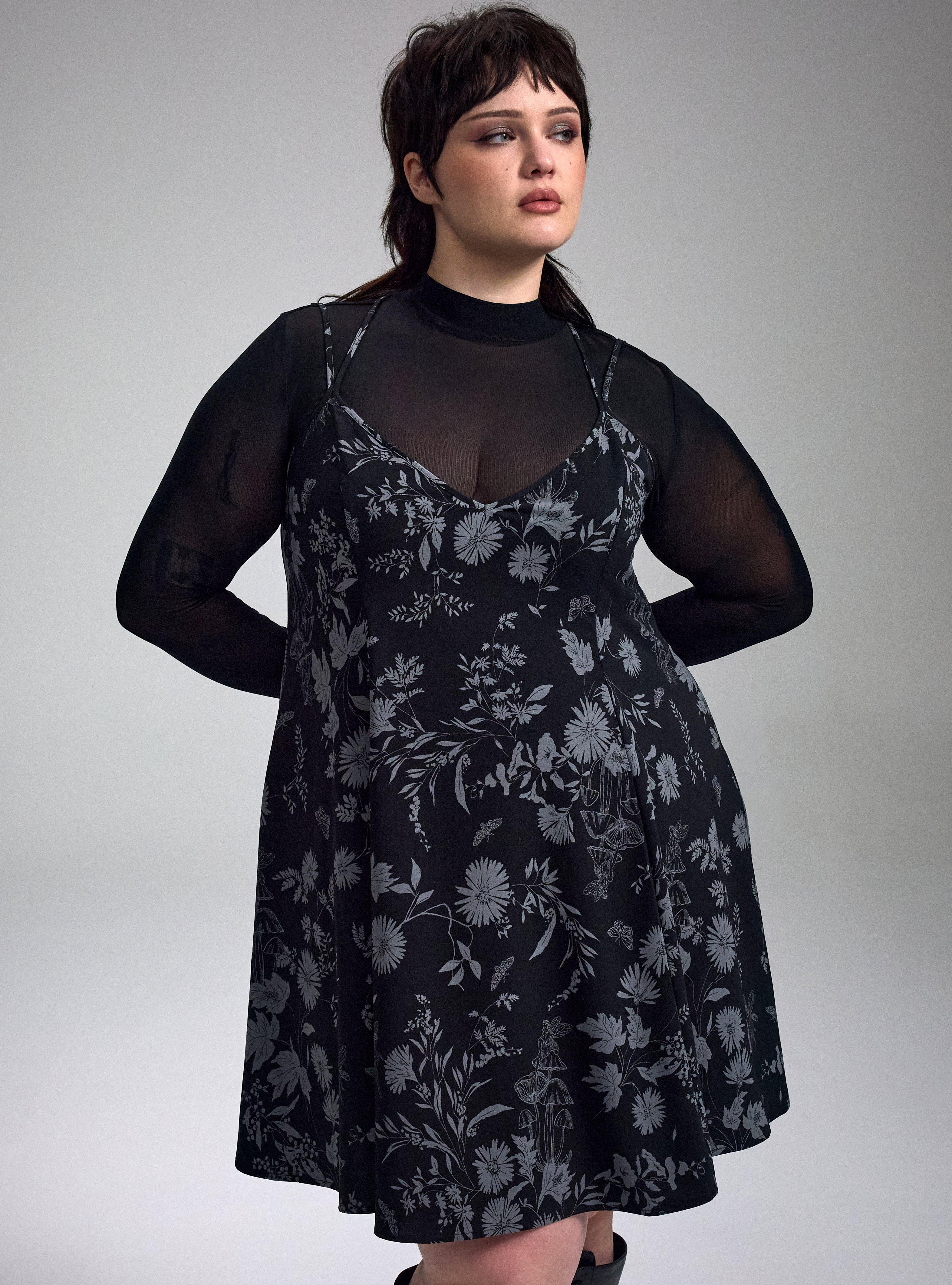 Nightfall Strappy Mini Dress, FAE FLORAL BLACK, alternate