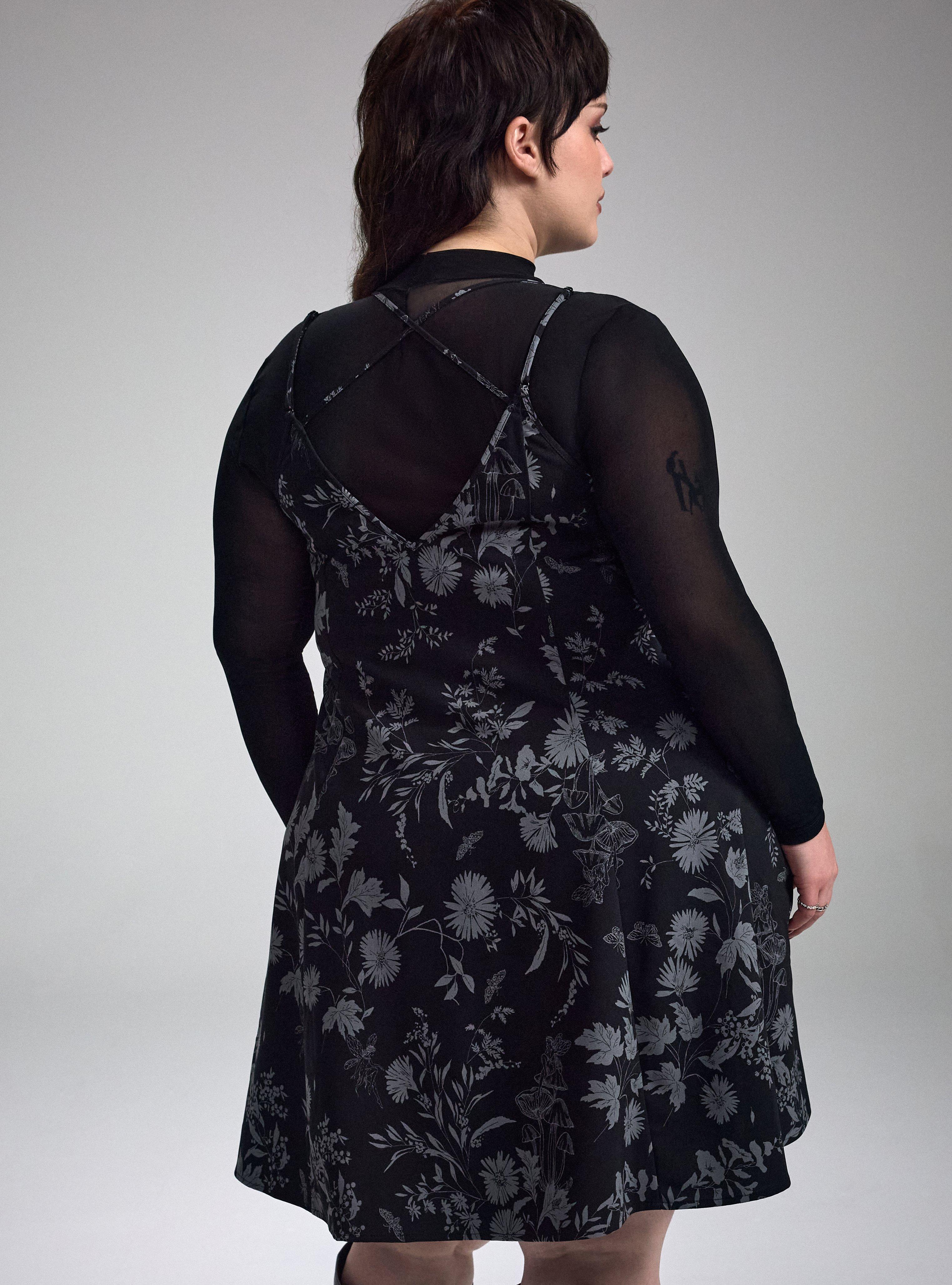 Nightfall Strappy Mini Dress, FAE FLORAL BLACK, alternate