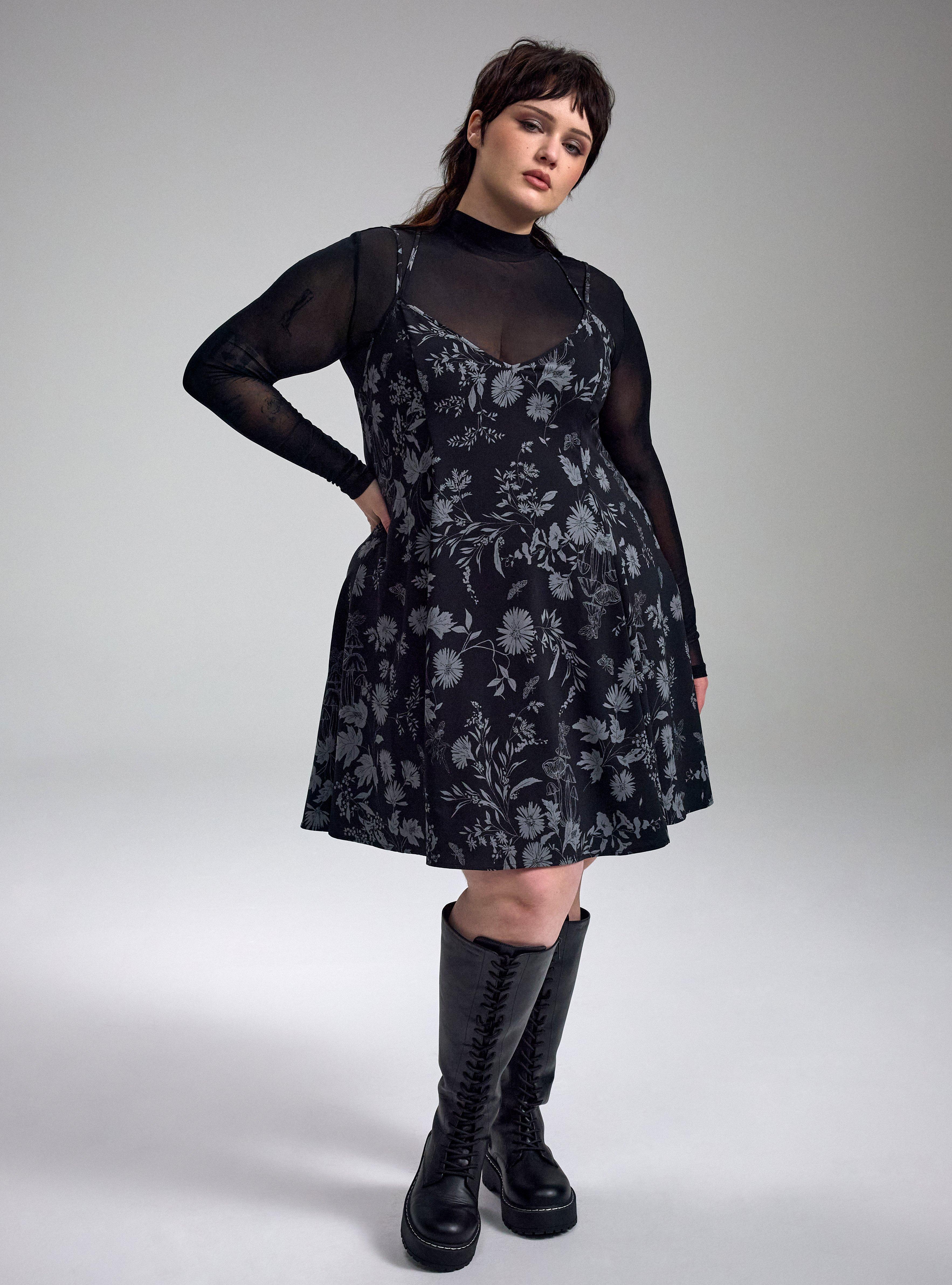 Nightfall Strappy Mini Dress, FAE FLORAL BLACK, alternate