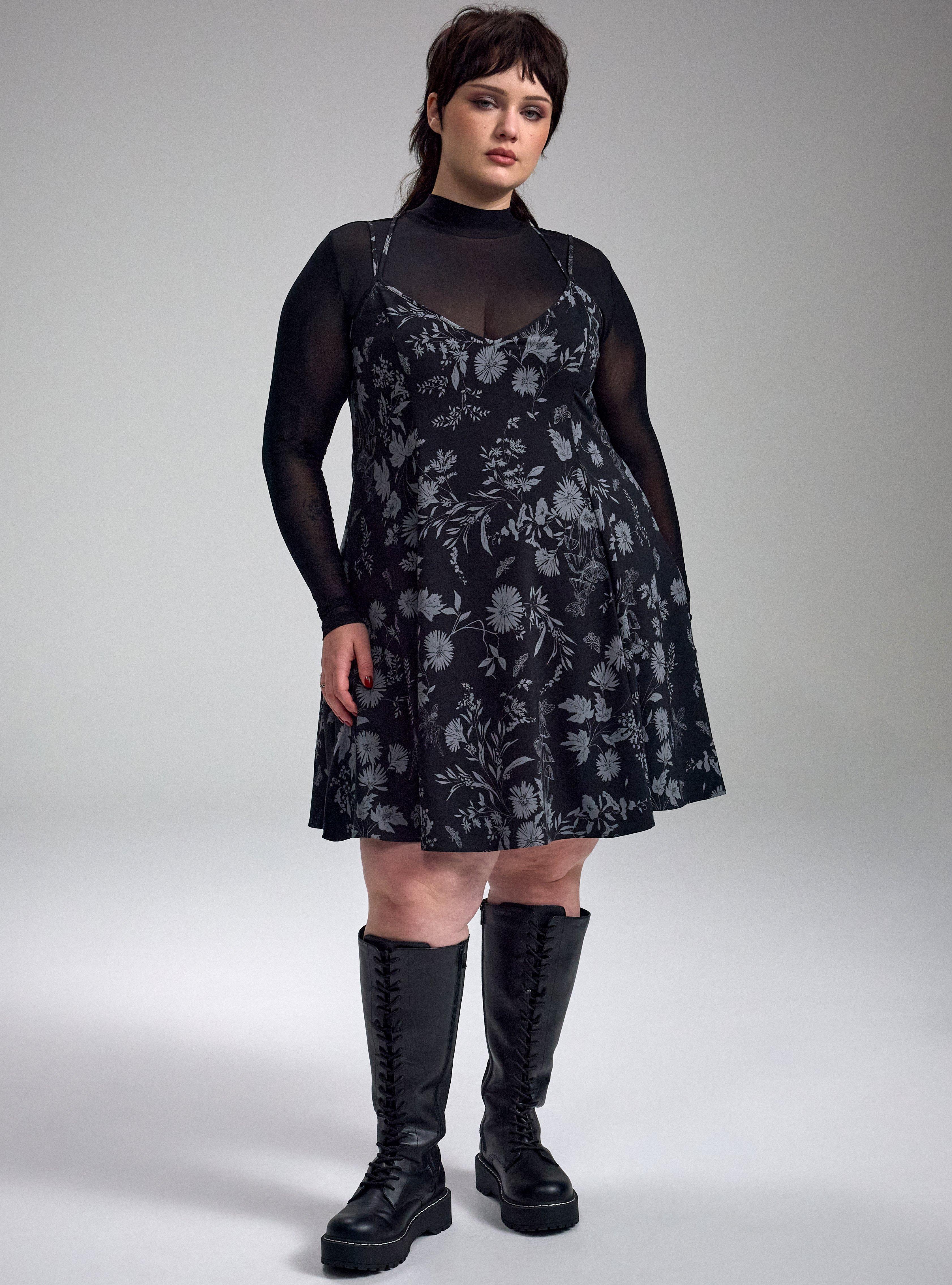 Nightfall Strappy Mini Dress, FAE FLORAL BLACK, hi-res