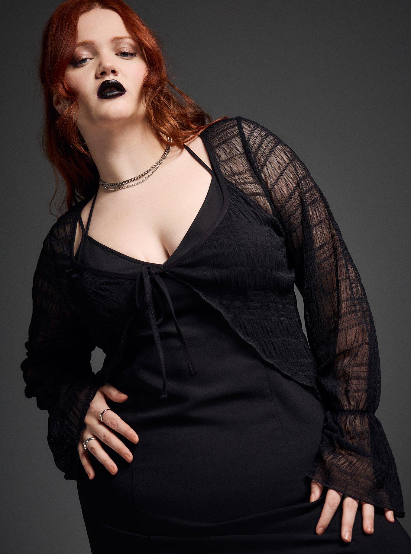 Nightfall Tie-Front Mesh Top