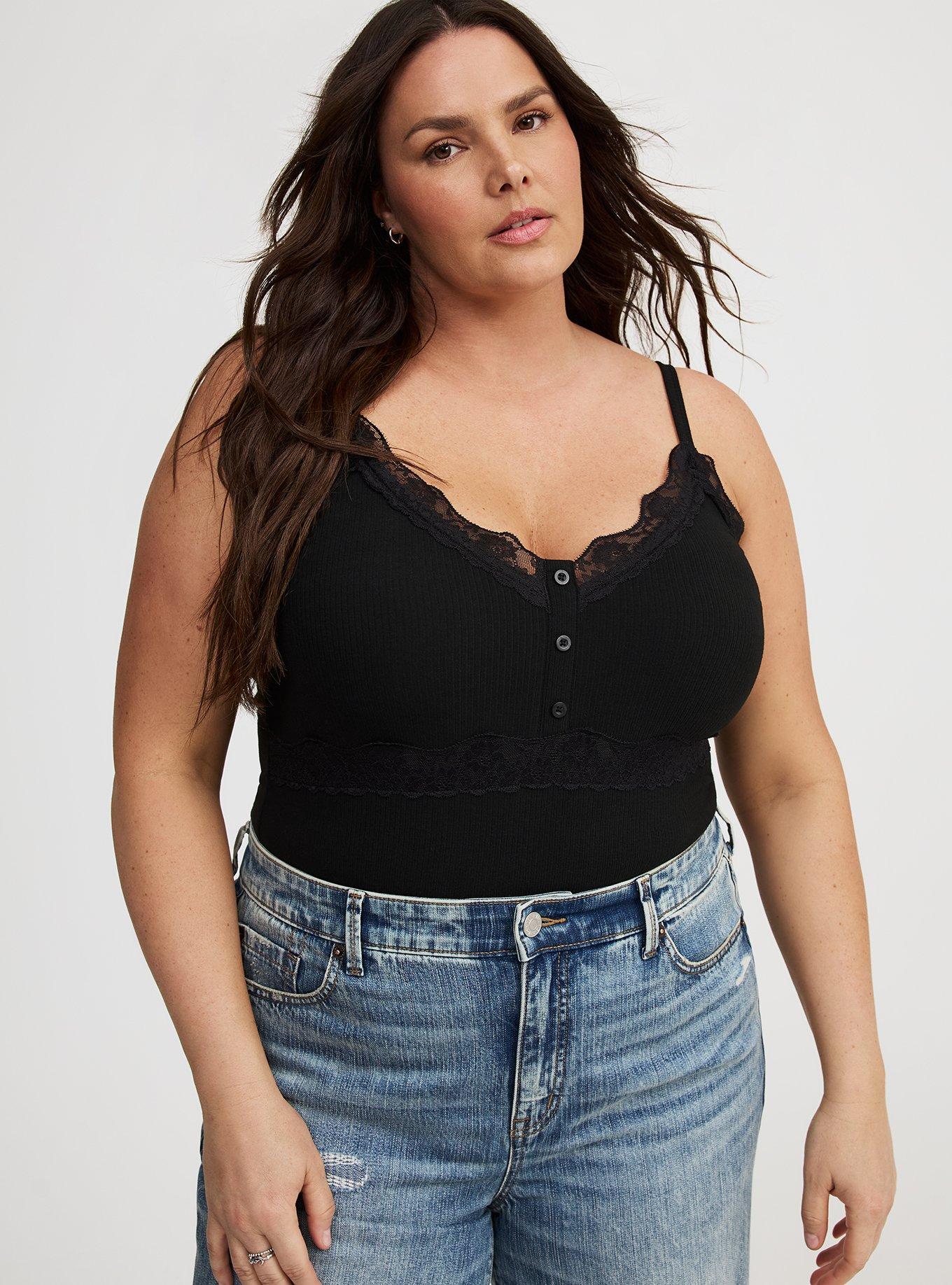Ribbed Lace Trim Cami