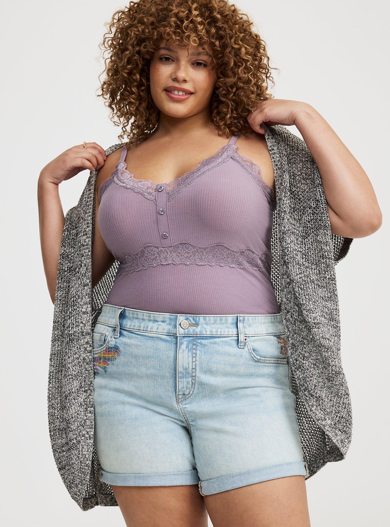 Ribbed Lace Trim Cami