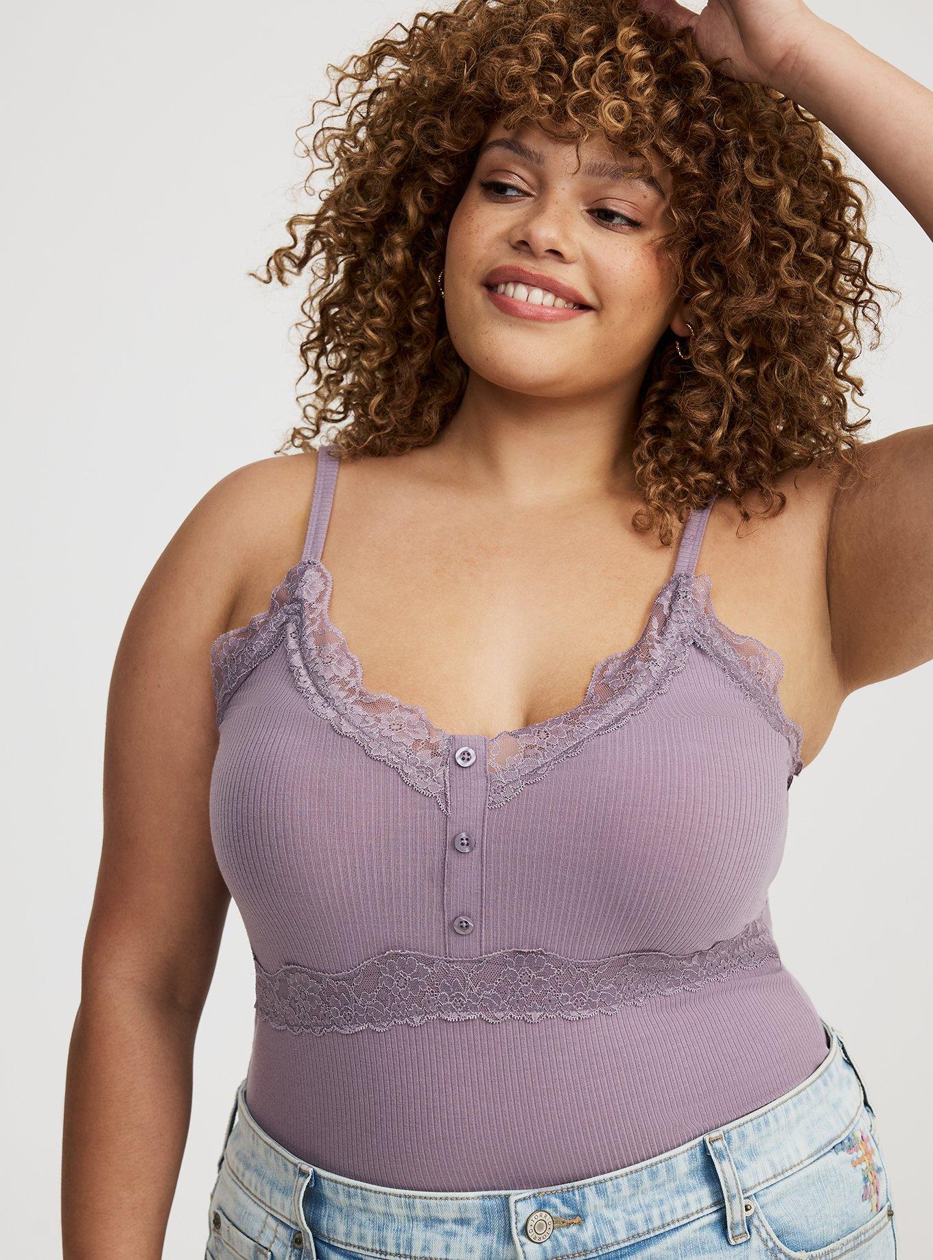 Ribbed Lace Trim Cami