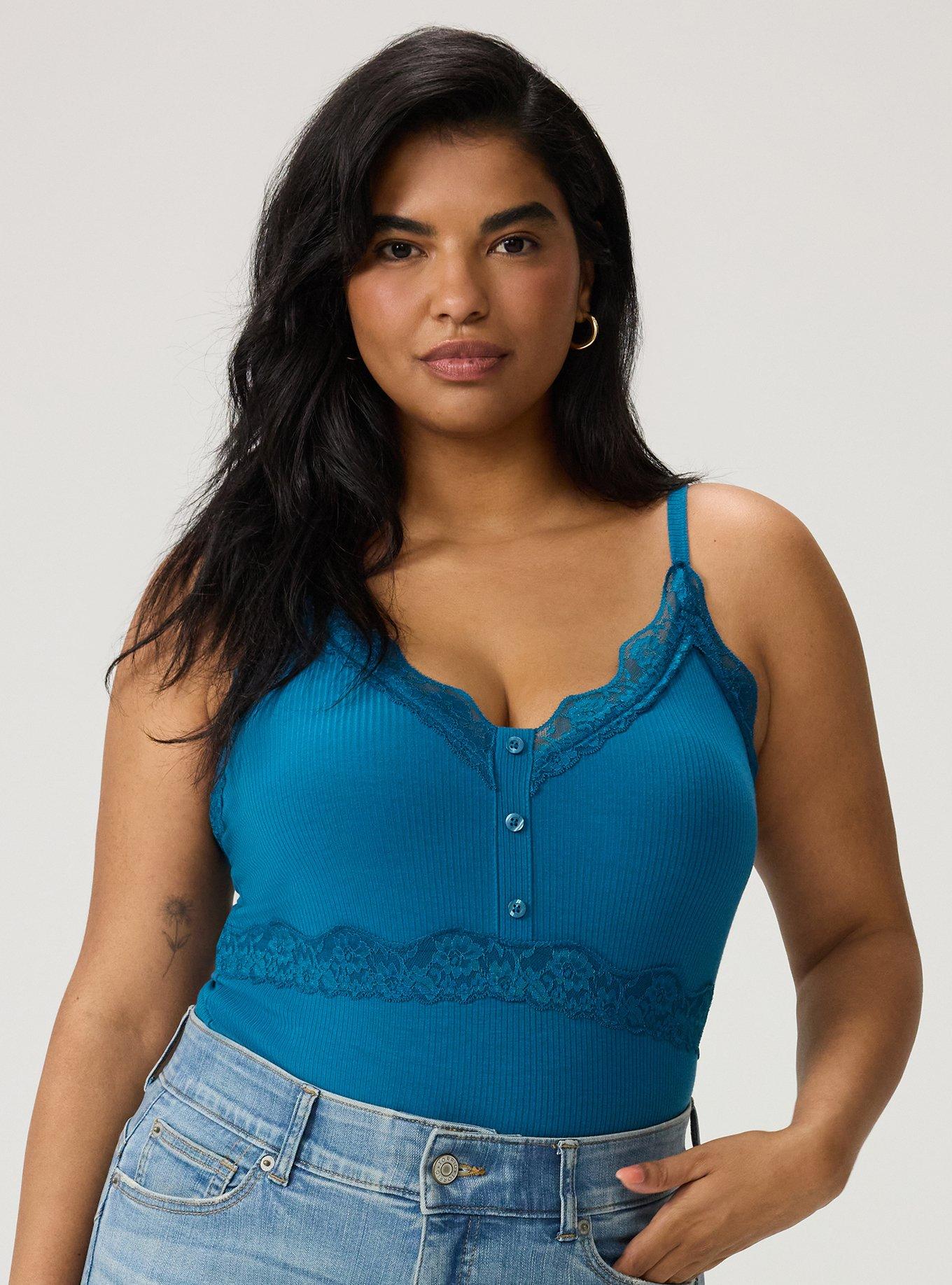 Super Soft Rib Scallop Lace Trim Cami, LYONS BLUE, alternate