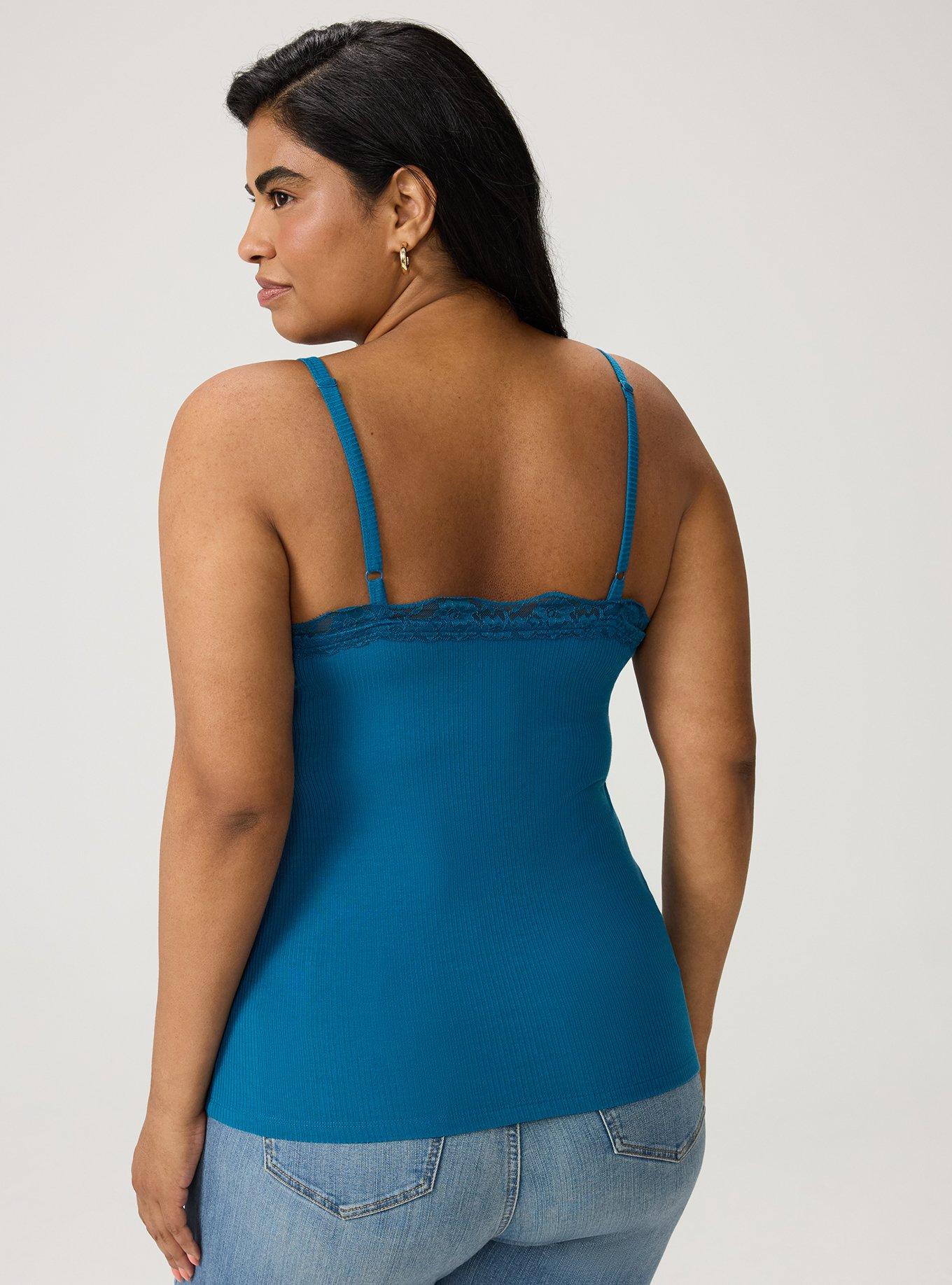 Super Soft Rib Scallop Lace Trim Cami, LYONS BLUE, alternate