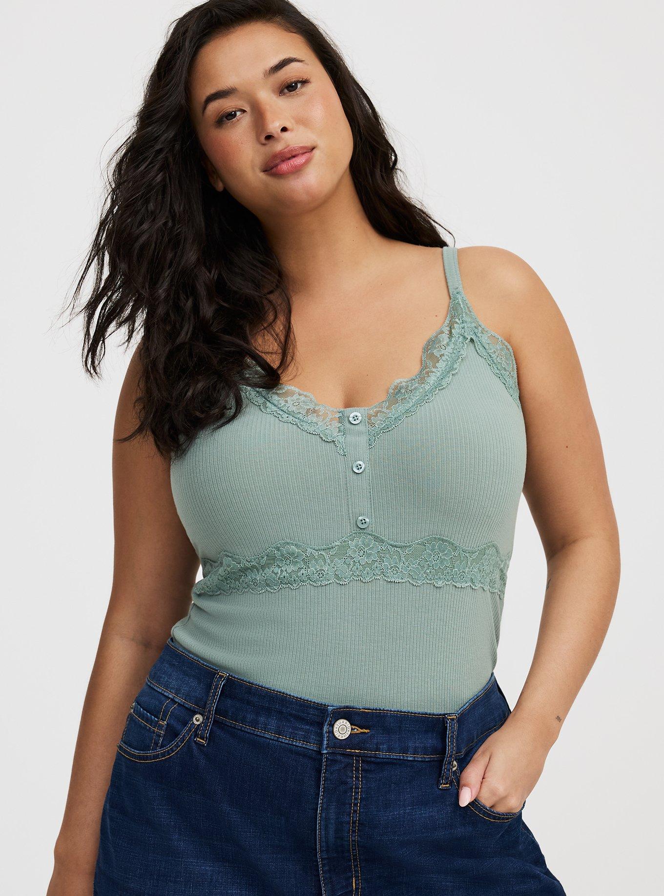 Ribbed Lace Trim Cami