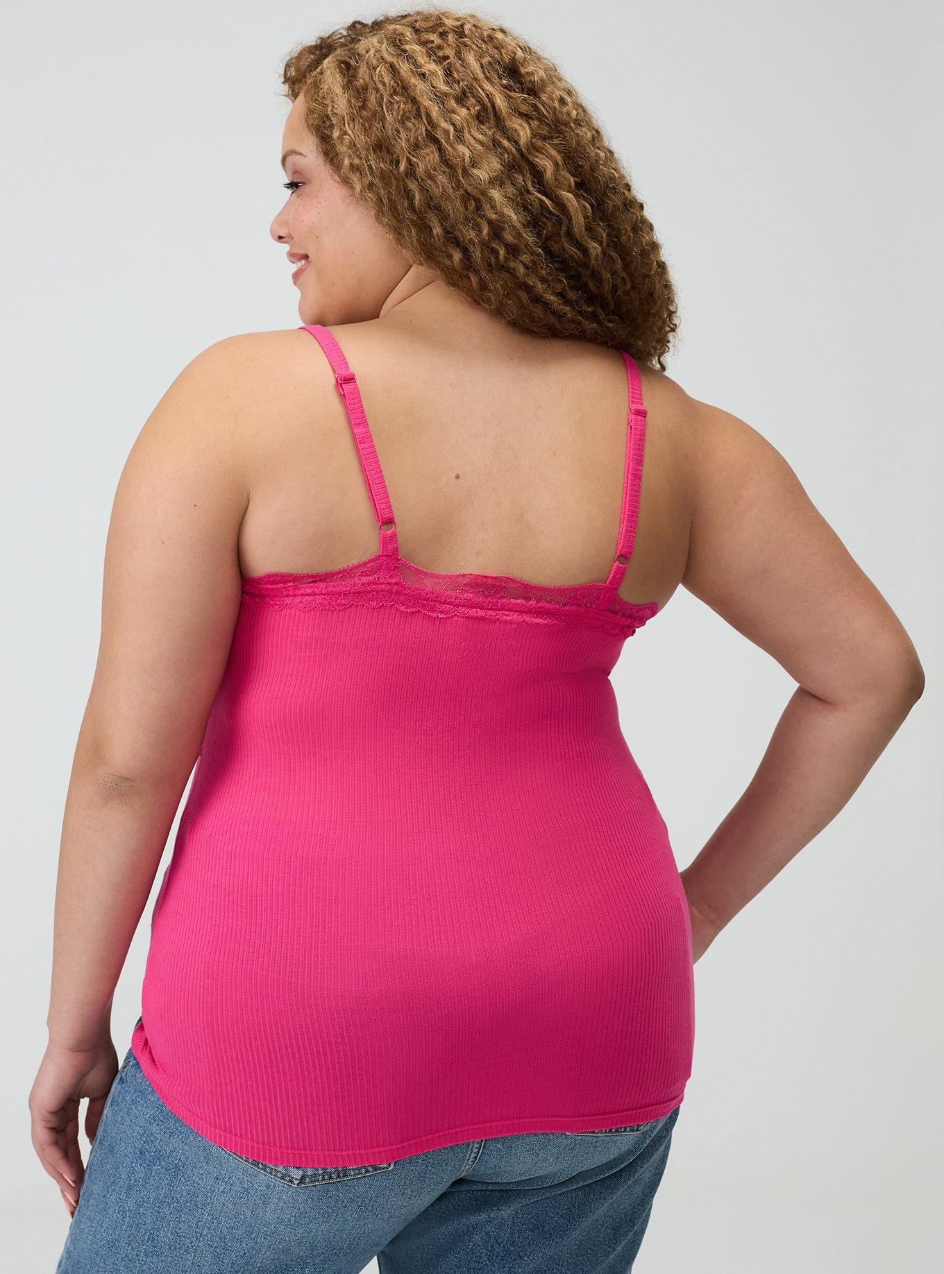 Super Soft Rib Scallop Lace Trim Cami, BEETROOT PURPLE, alternate