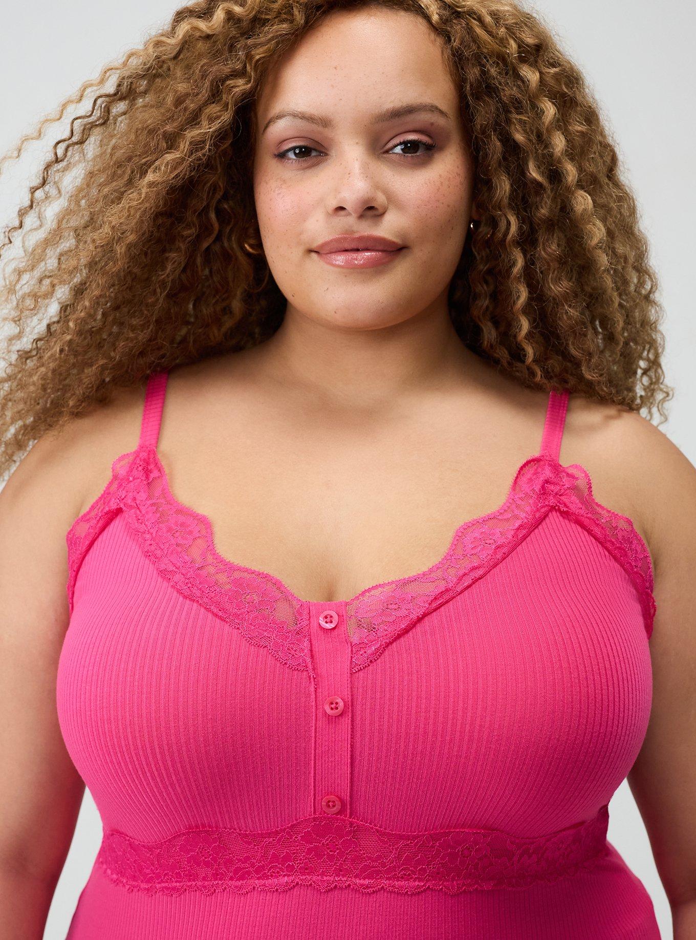 Super Soft Rib Scallop Lace Trim Cami, BEETROOT PURPLE, alternate