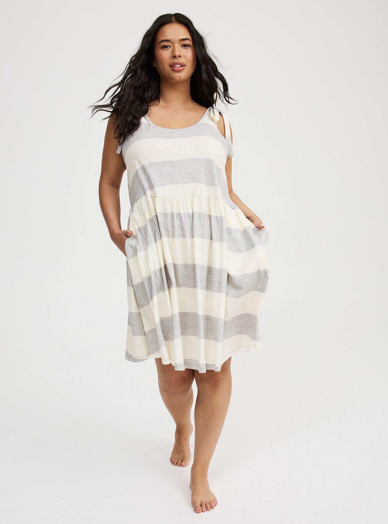 Cotton Slub Tie Strap Lounge Dress