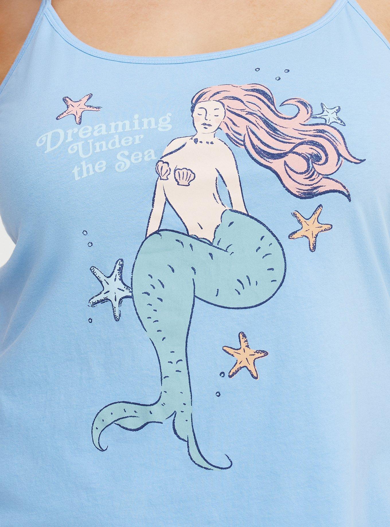 Lightweight Cotton Jersey Sleep Tank, MERMAID DREAM BLUE, alternate