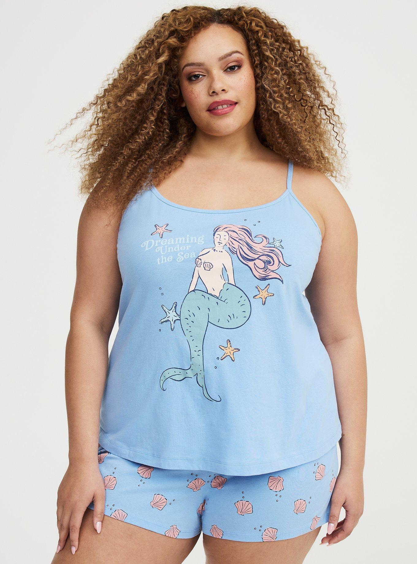 Lightweight Cotton Jersey Sleep Tank, MERMAID DREAM BLUE, hi-res