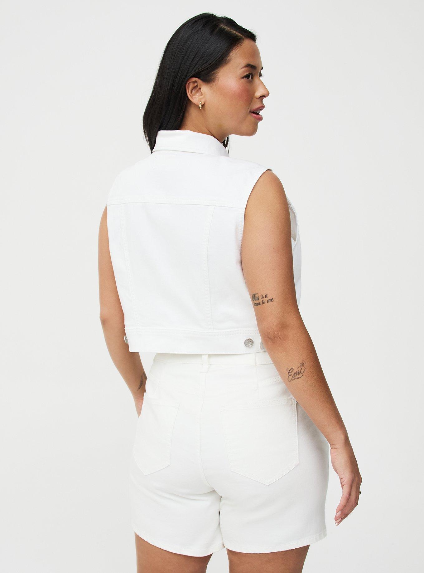 Vintage Cropped Denim Vest, NEW WHITE, alternate