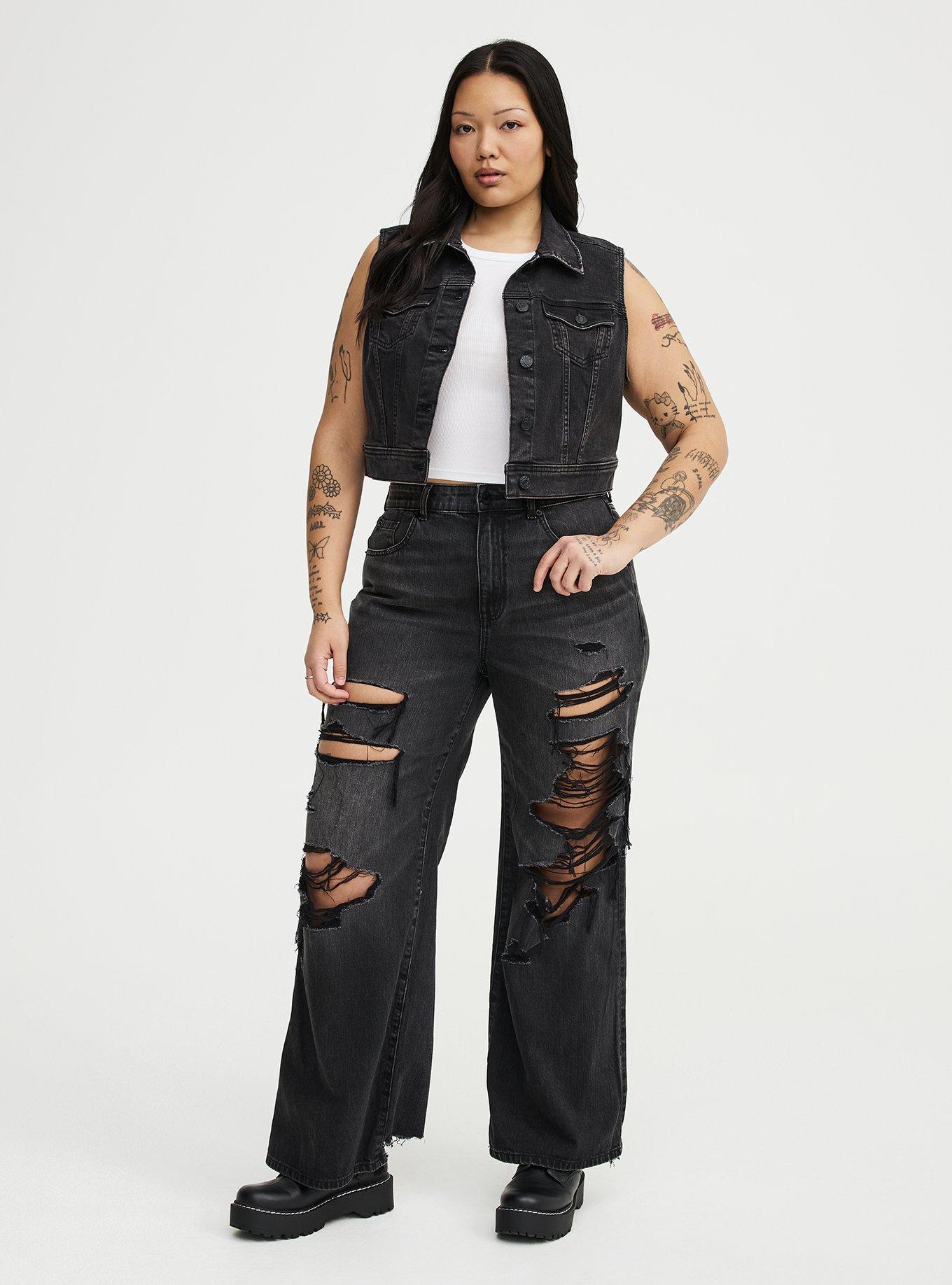 Vintage Cropped Denim Vest, TRUE GRIT, alternate