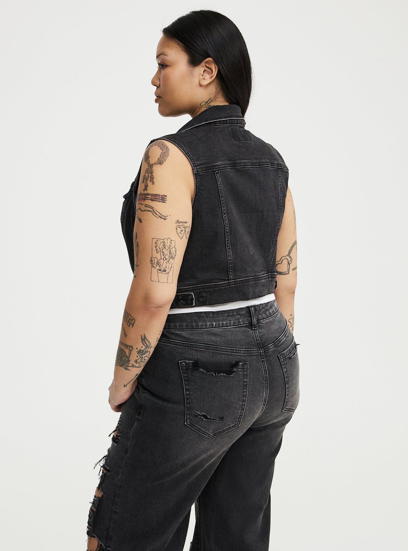 Vintage Cropped Denim Vest, TRUE GRIT, alternate