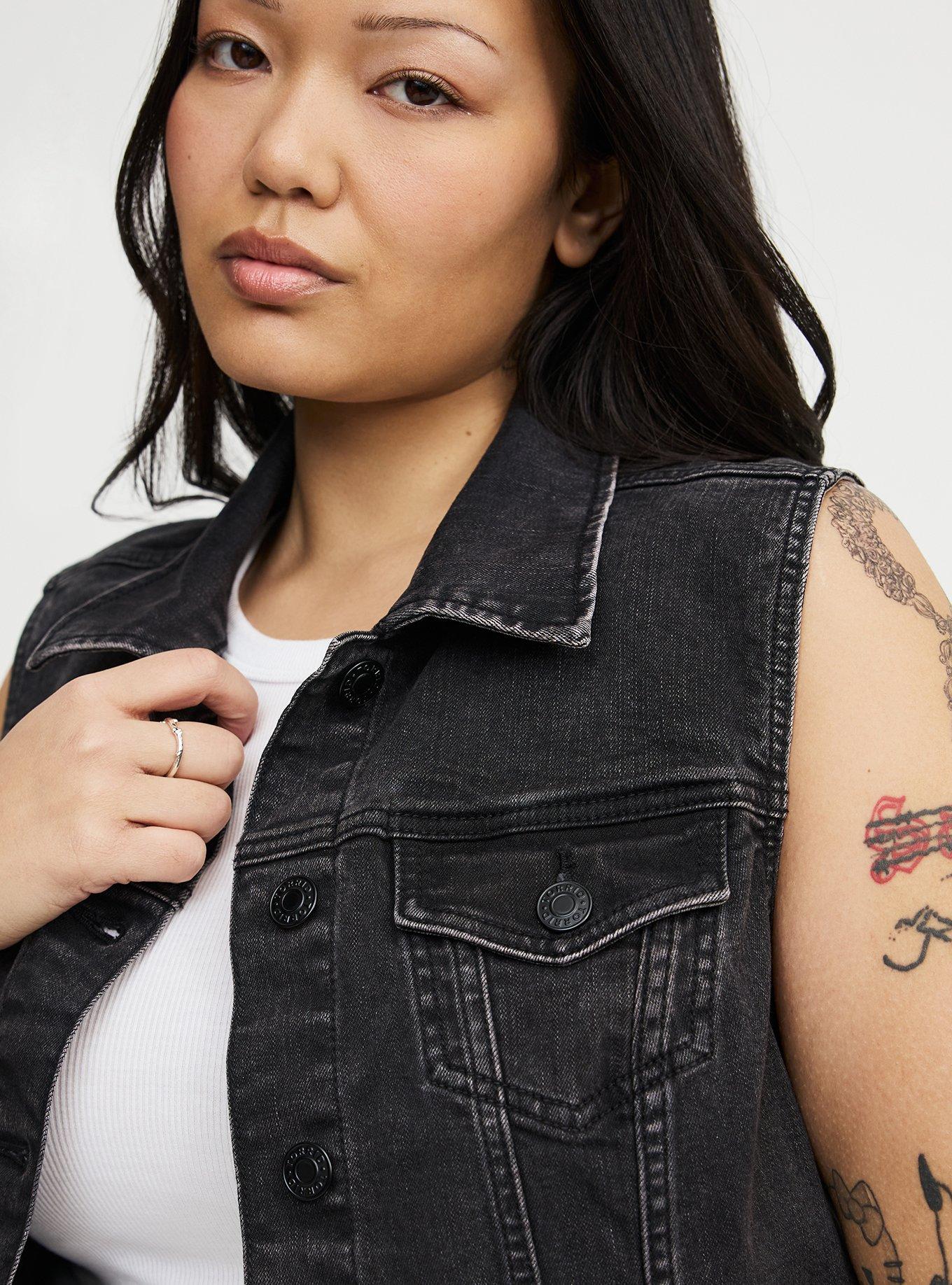 Vintage Cropped Denim Vest, TRUE GRIT, alternate