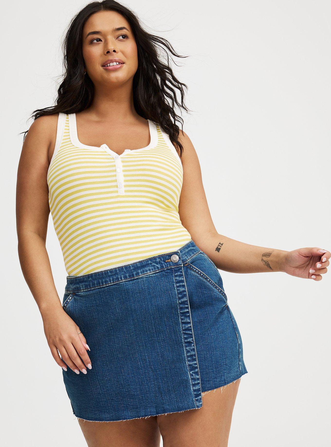 Mid-Rise Denim Skort