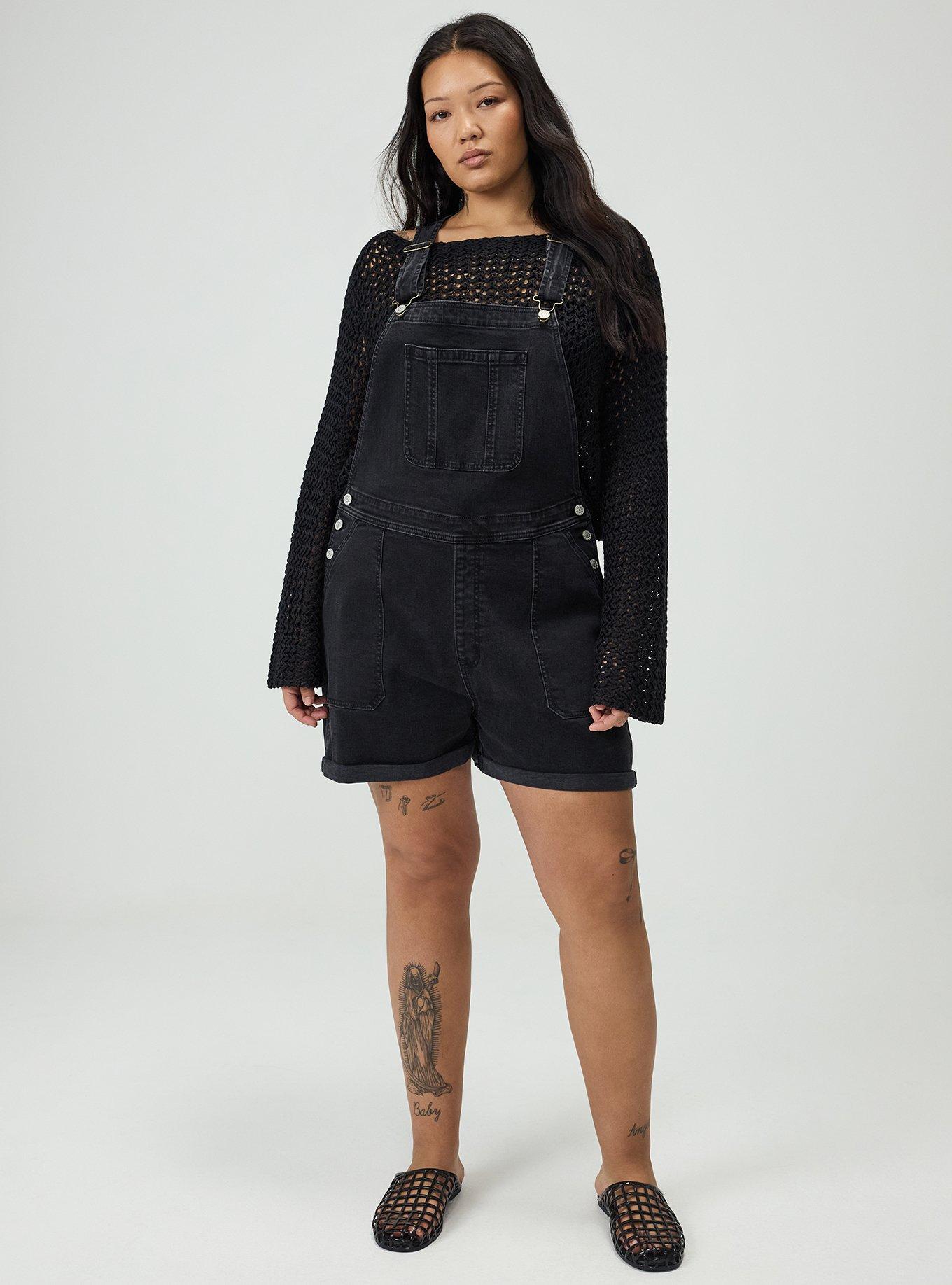 3'' Relaxed Denim Shortall, VINTAGE BLACK, hi-res