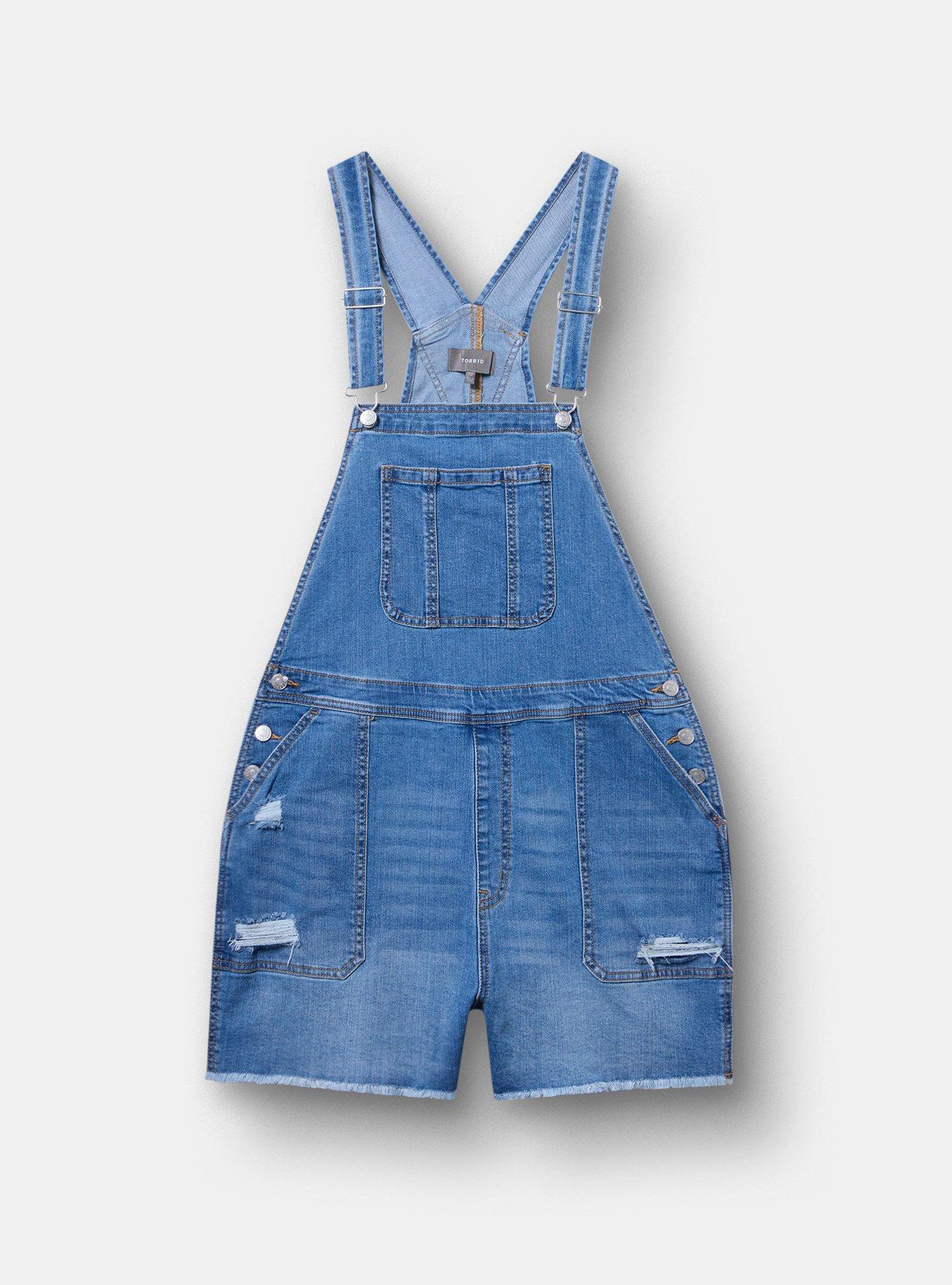 Plus Size 3'' Relaxed Denim Shortall, SHORE BREAK, hi-res