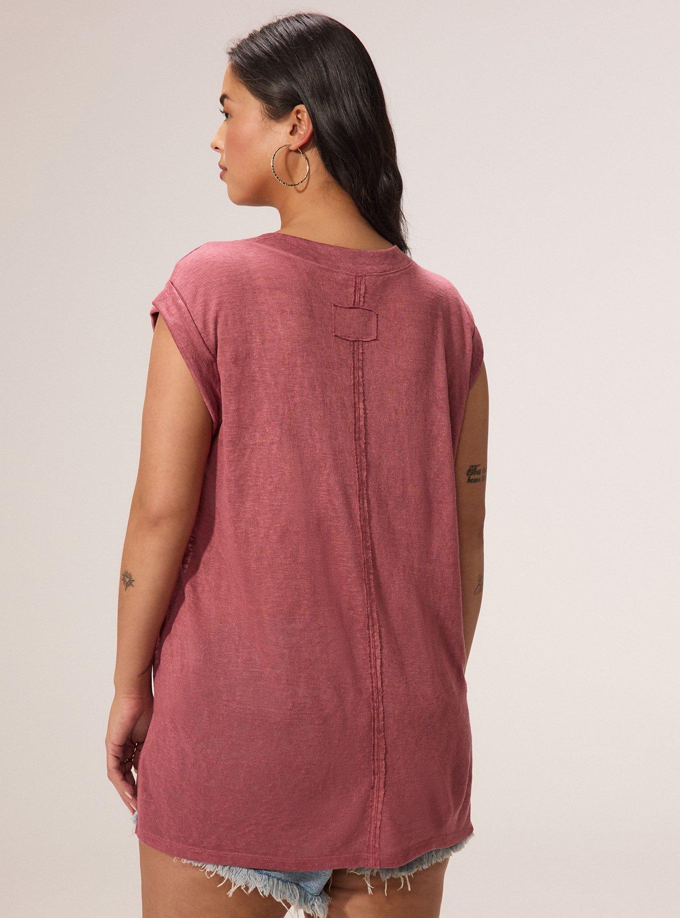 Festi Oversized V-Neck Pocket Tee, DECO ROSE, alternate