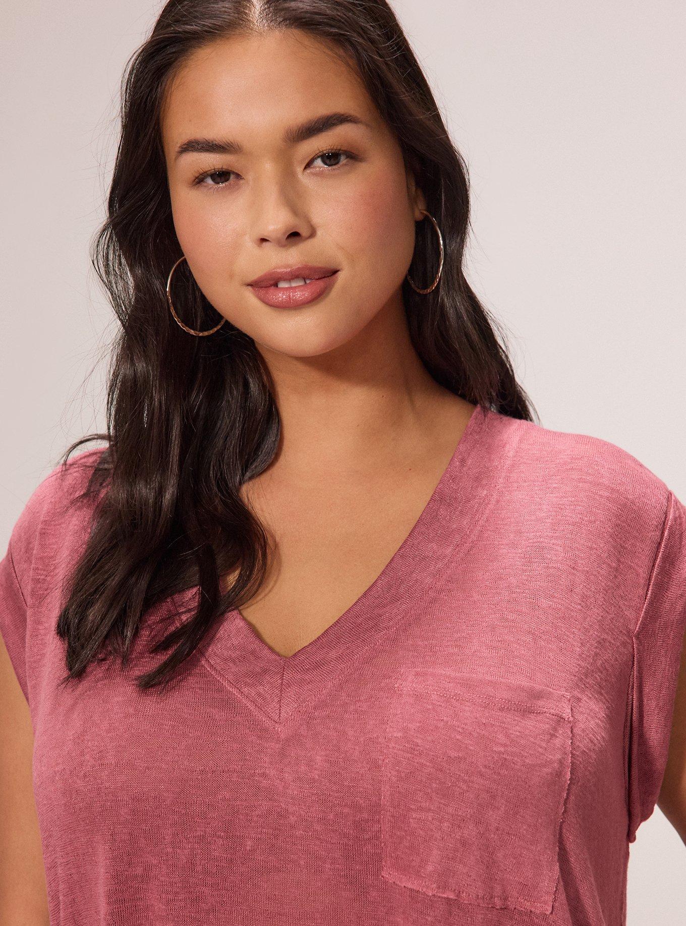 Festi Oversized V-Neck Pocket Tee, DECO ROSE, alternate