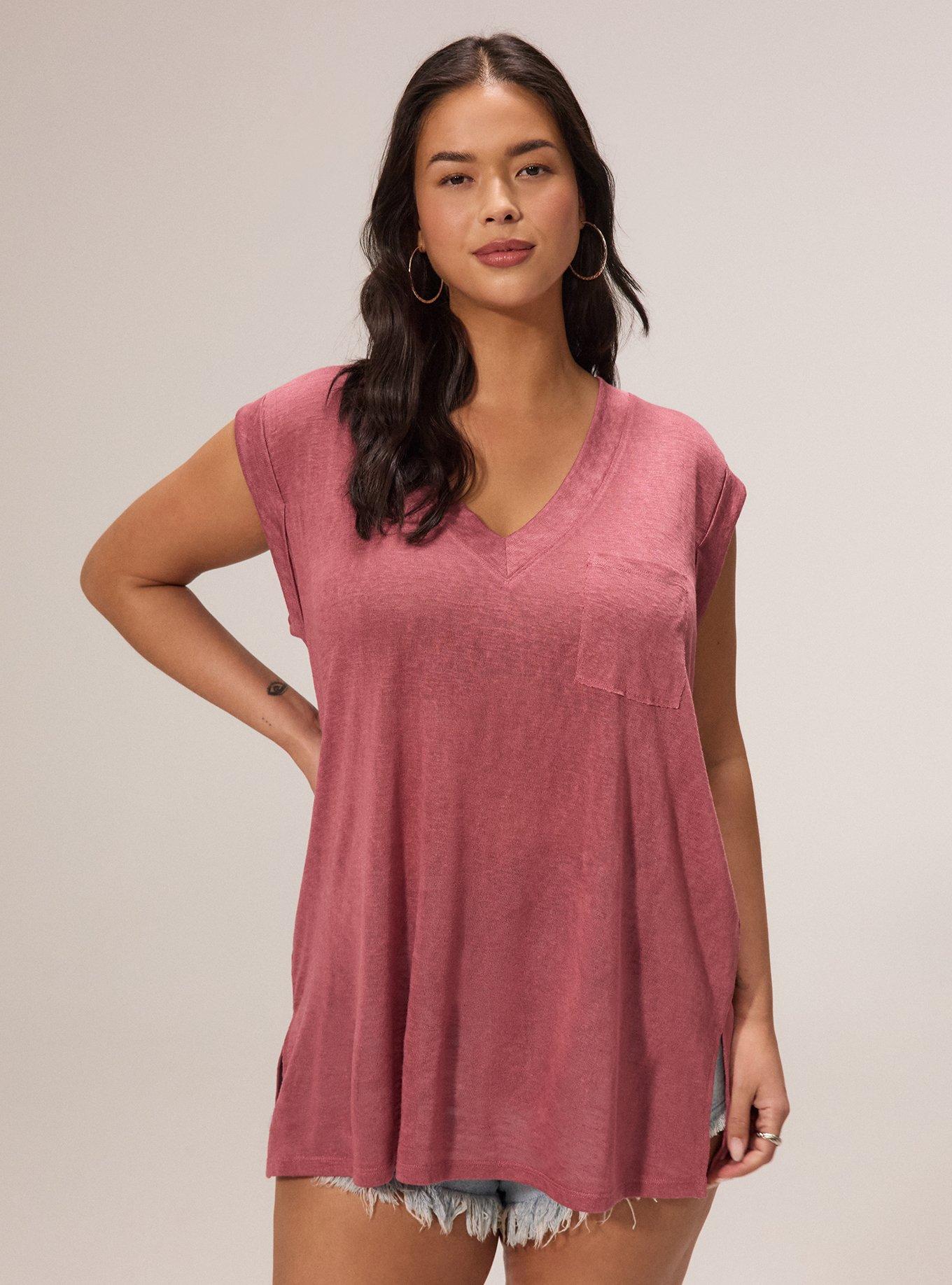 Festi Oversized V-Neck Pocket Tee, DECO ROSE, hi-res
