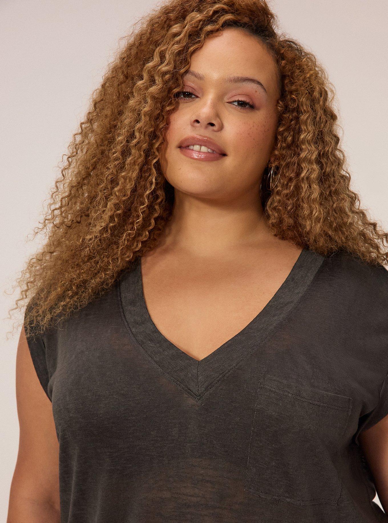 Festi Oversized V-Neck Pocket Tee, PHANTOM, alternate