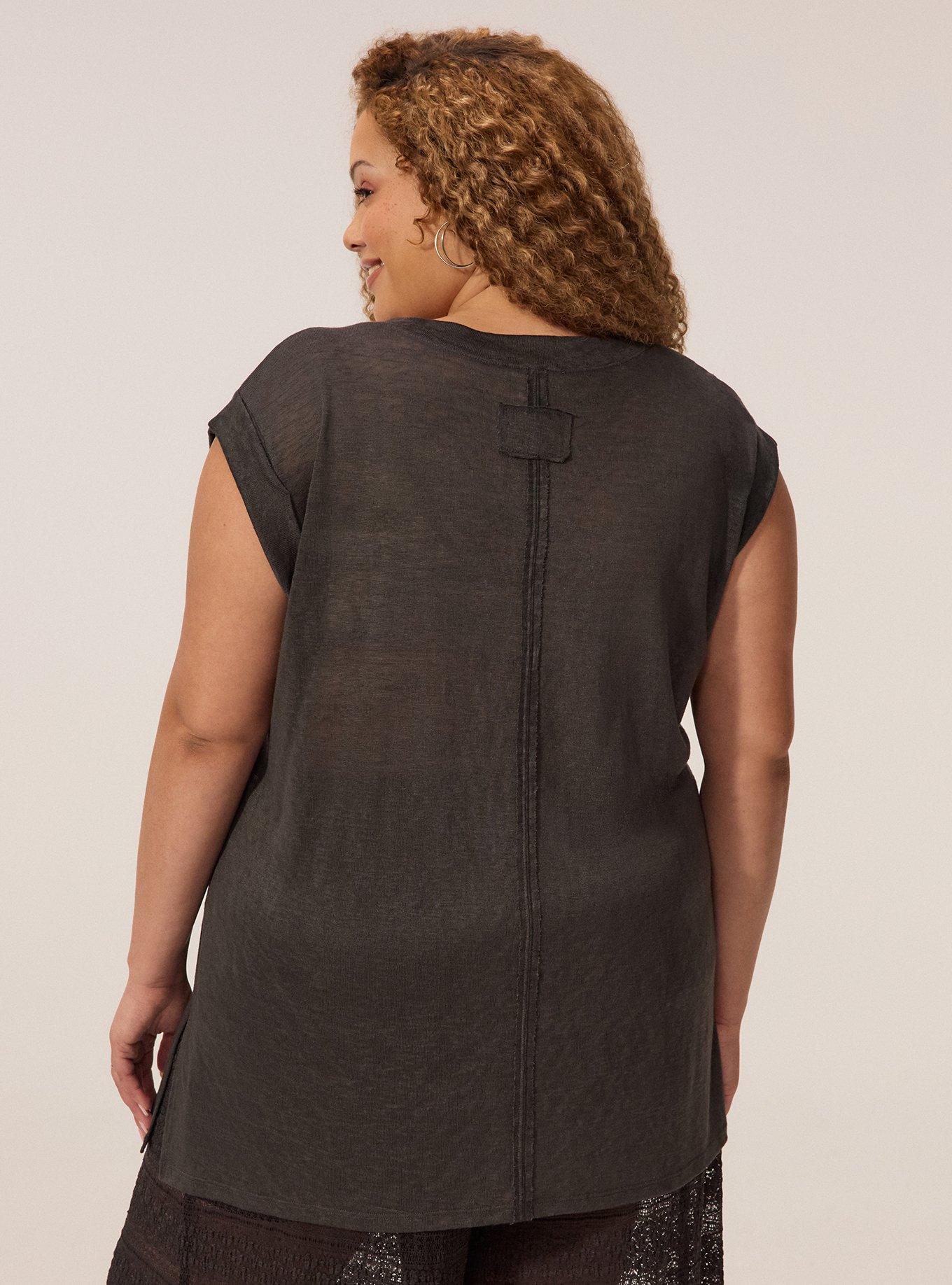 Festi Oversized V-Neck Pocket Tee, PHANTOM, alternate