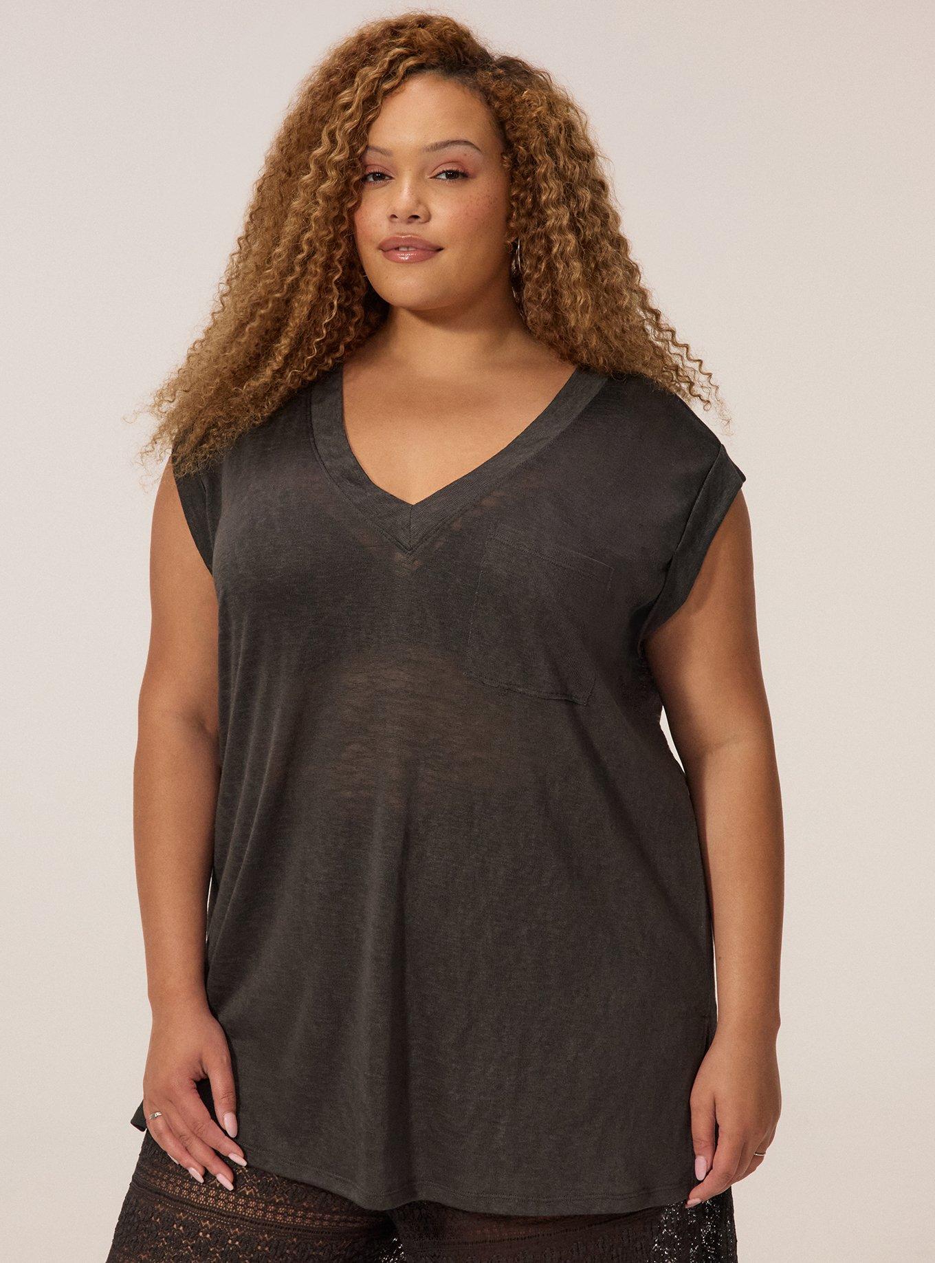 Festi Oversized V-Neck Pocket Tee, PHANTOM, hi-res