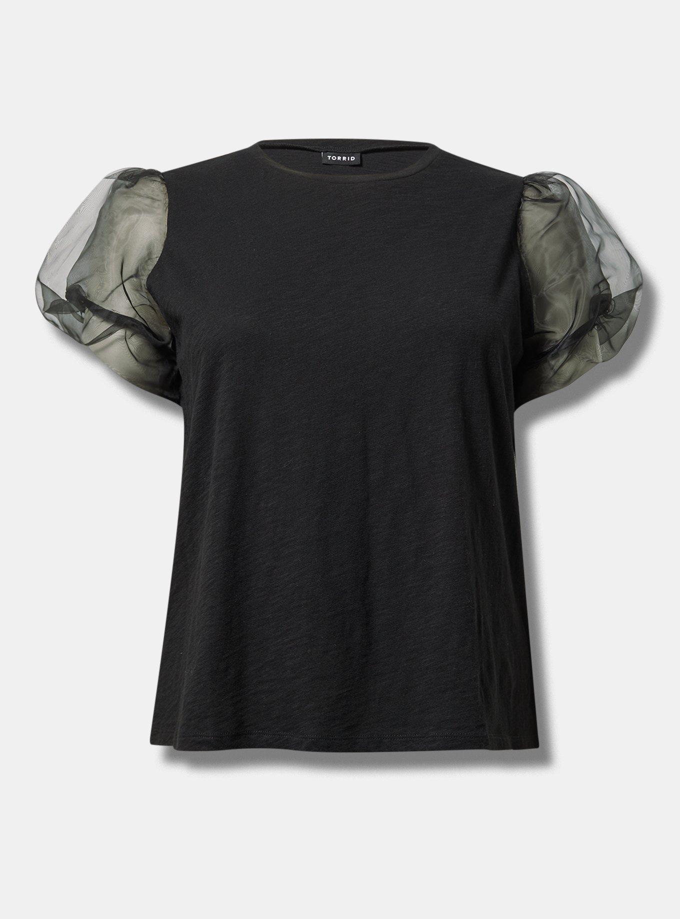 Tulle Sleeve Crew Tee