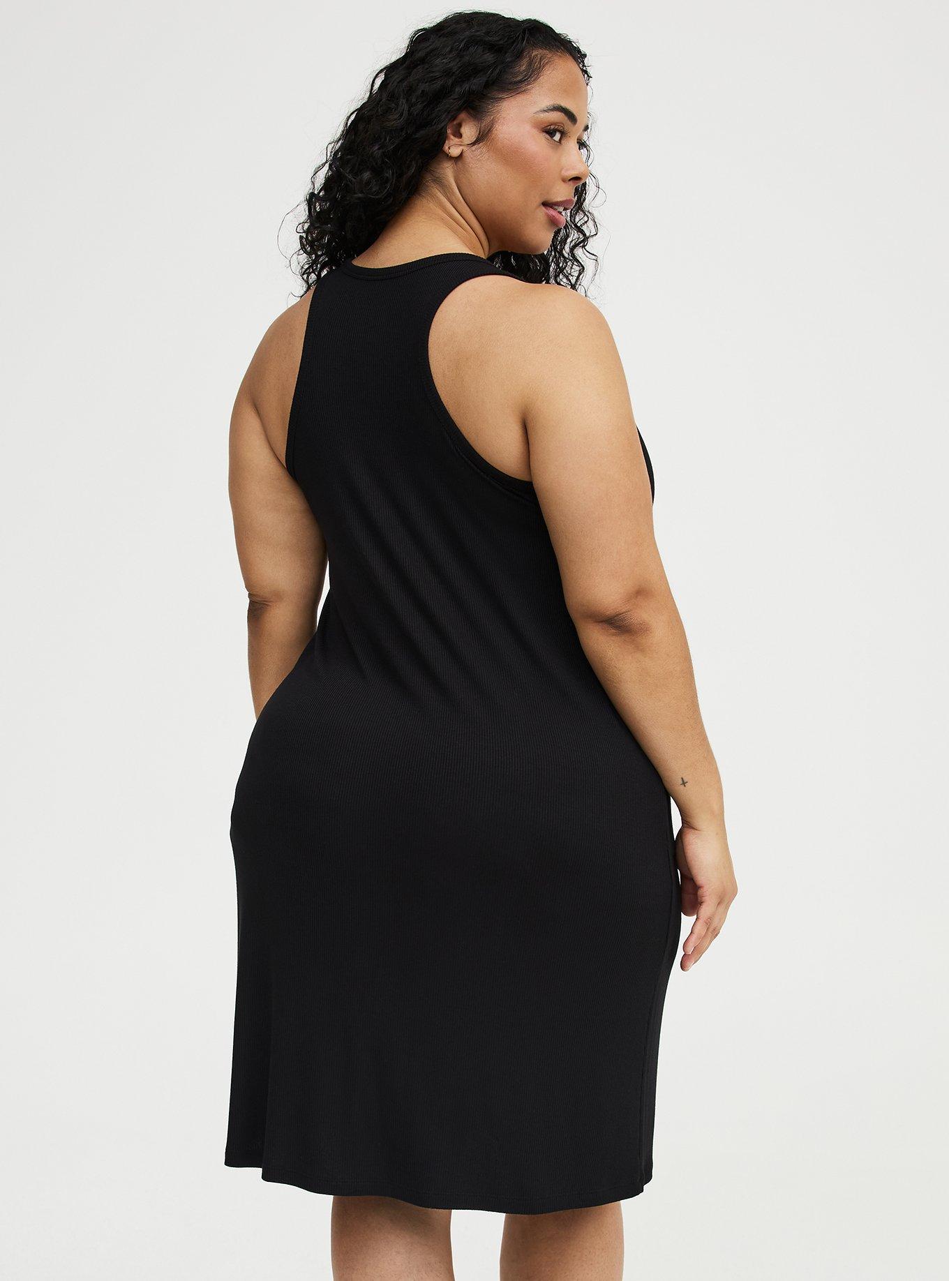 Super Soft Rib Henley Midi Lounge Dress, DEEP BLACK, alternate