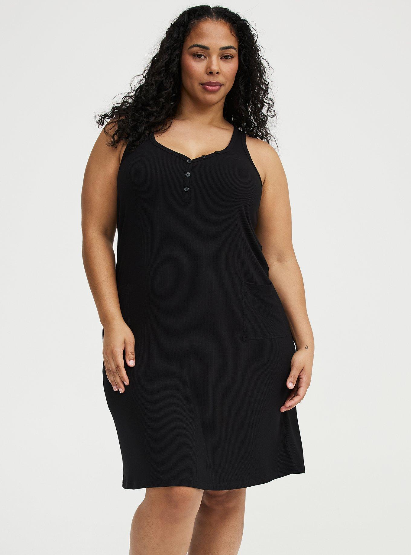 Super Soft Rib Henley Midi Lounge Dress, DEEP BLACK, alternate