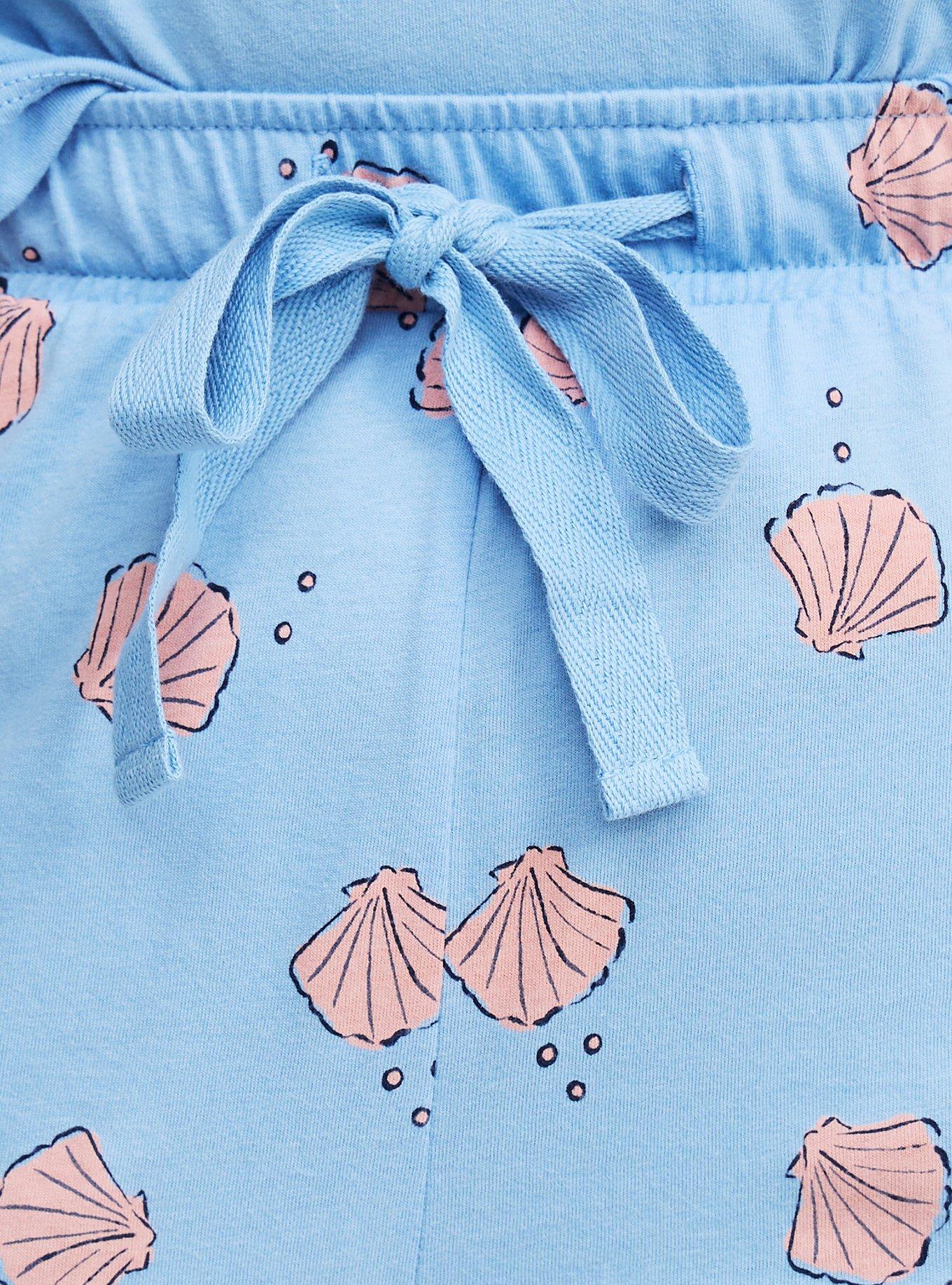 Lightweight Cotton Jersey Sleep Short, SIMPLE SHELLS PLACID BLUE, alternate