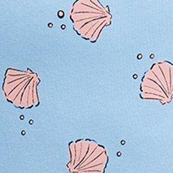 Lightweight Cotton Jersey Sleep Short, SIMPLE SHELLS PLACID BLUE, swatch