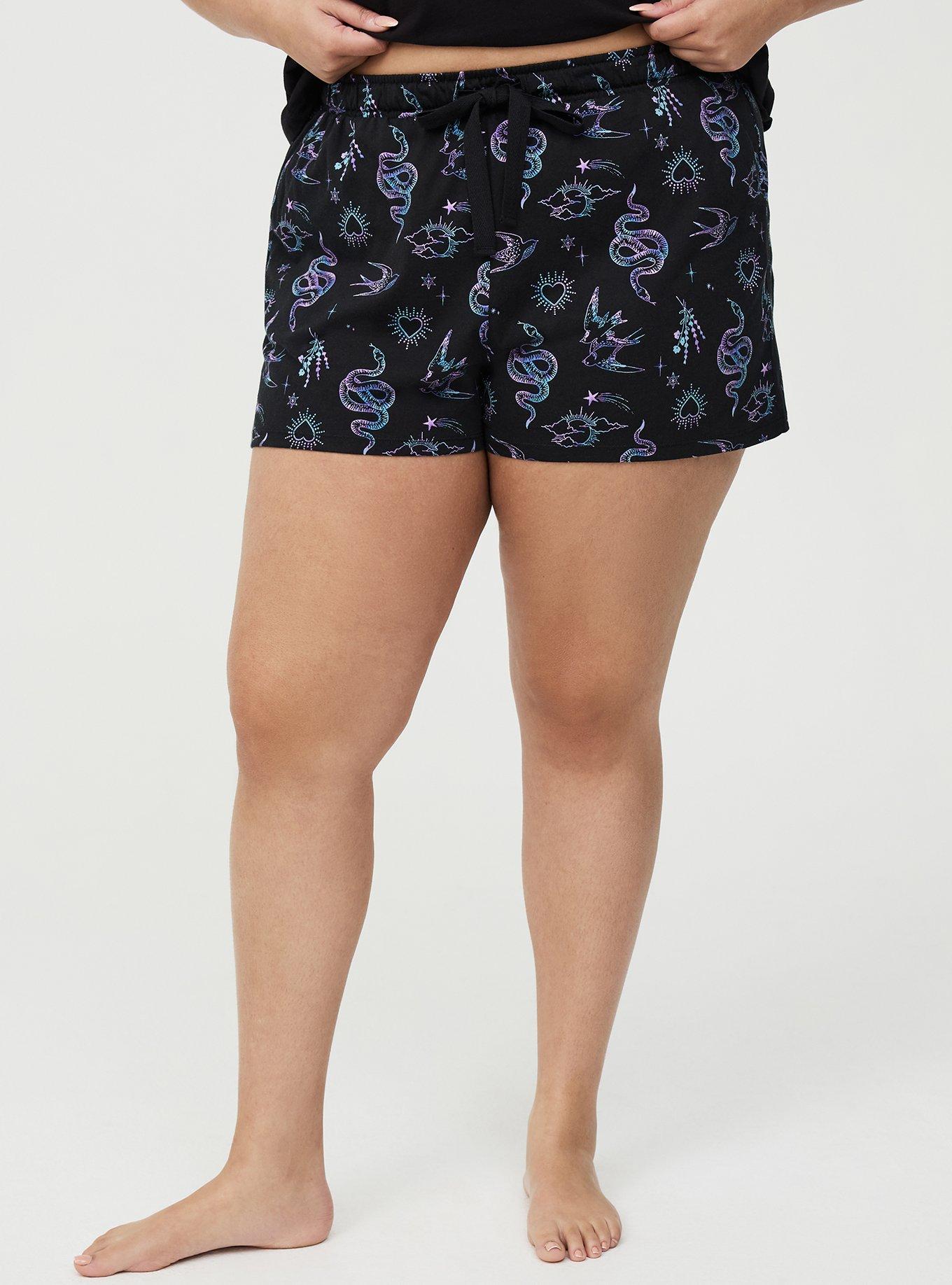 Lightweight Cotton Jersey Sleep Short, GARDEN FLOCKING BLACK, alternate