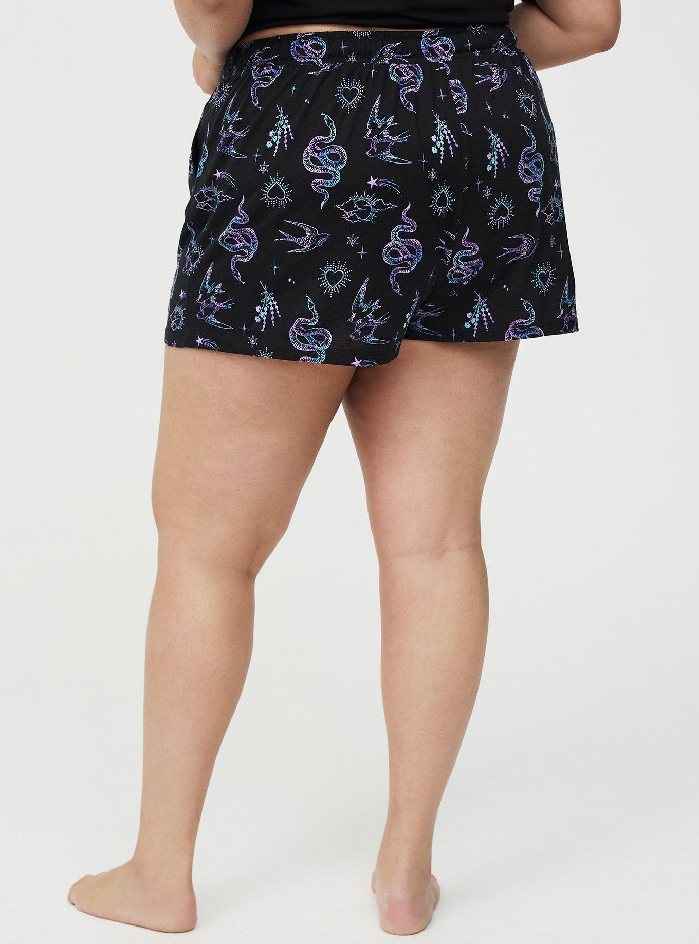 Lightweight Cotton Jersey Sleep Short, GARDEN FLOCKING BLACK, alternate