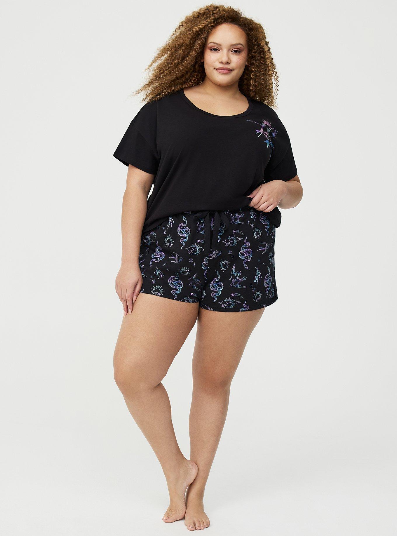 Lightweight Cotton Jersey Sleep Short, GARDEN FLOCKING BLACK, hi-res