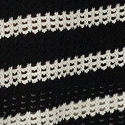 Hacci Open Front Cardigan, BLACK WHITE CROCHET STRIPE, swatch