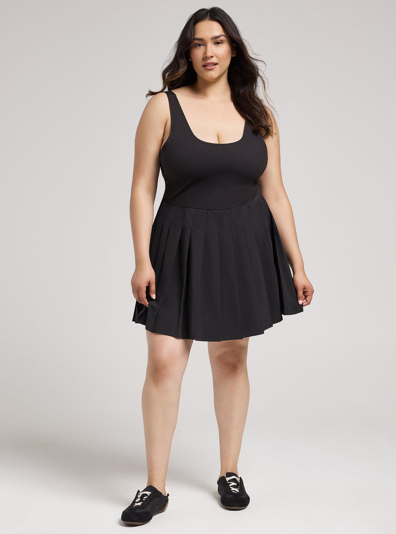 TRU Performance Core Pleated 2fer Active Dress, DEEP BLACK, alternate