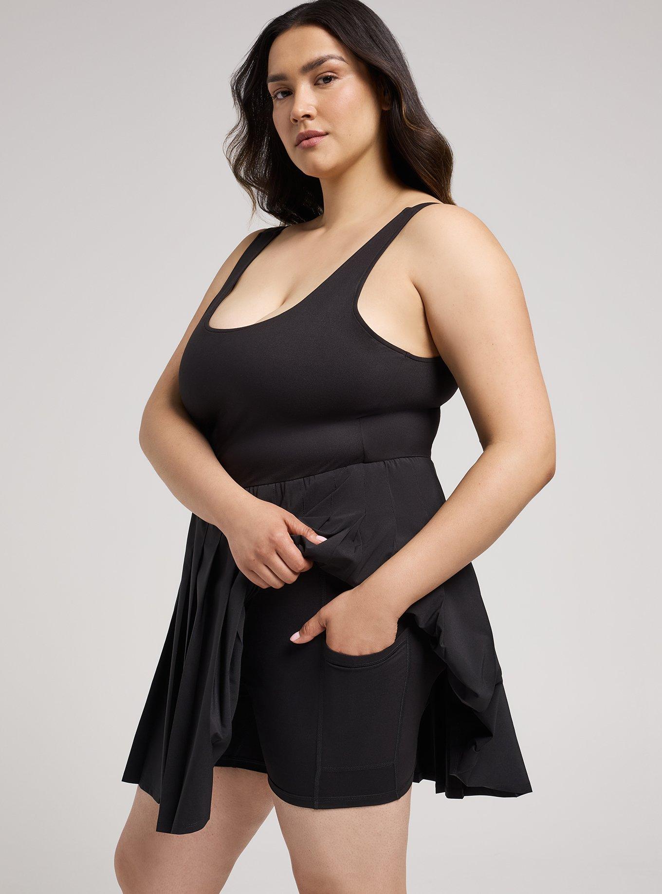 TRU Performance Core Pleated 2fer Active Dress, DEEP BLACK, alternate